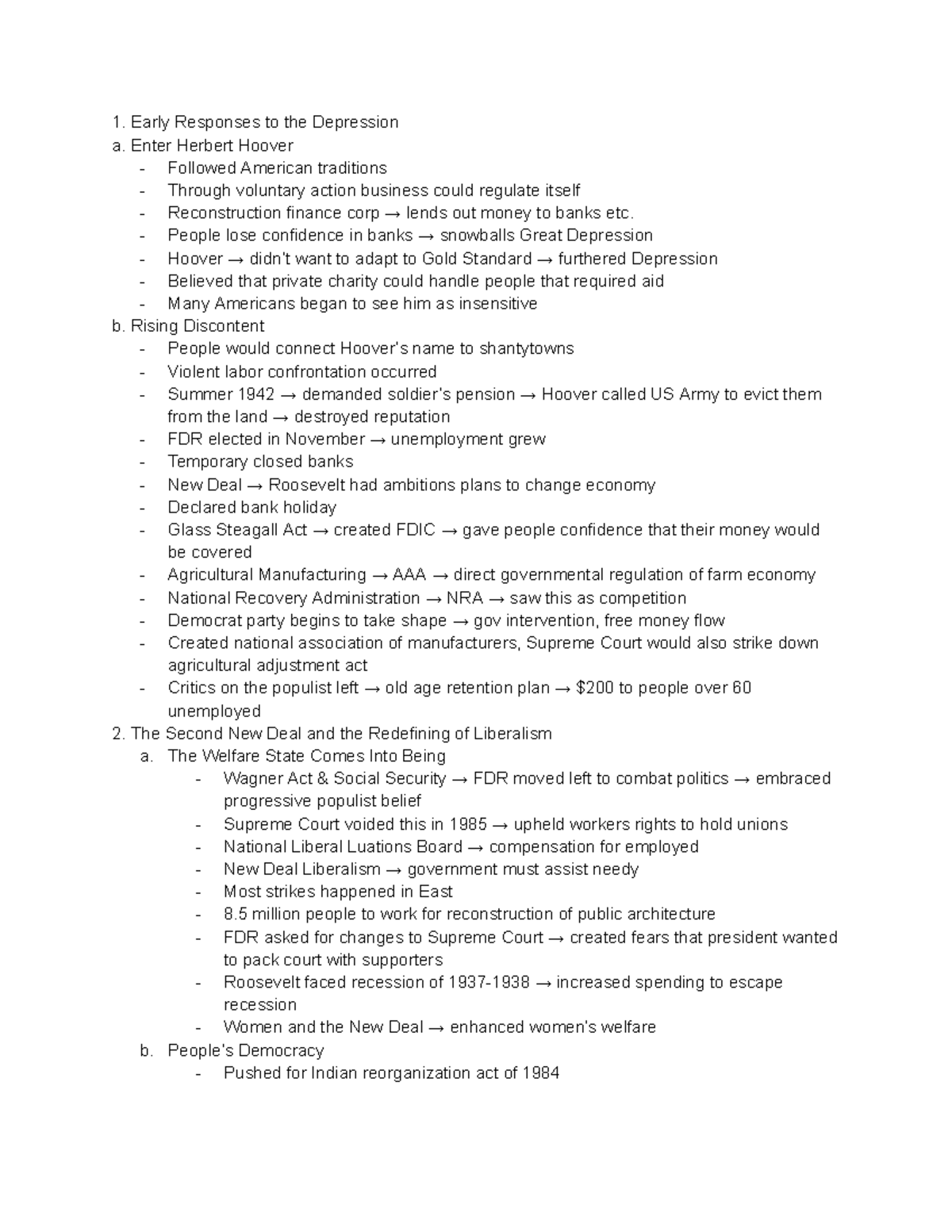 Chapter 23 Notes - Early Responses To The Depression A. Enter Herbert ...