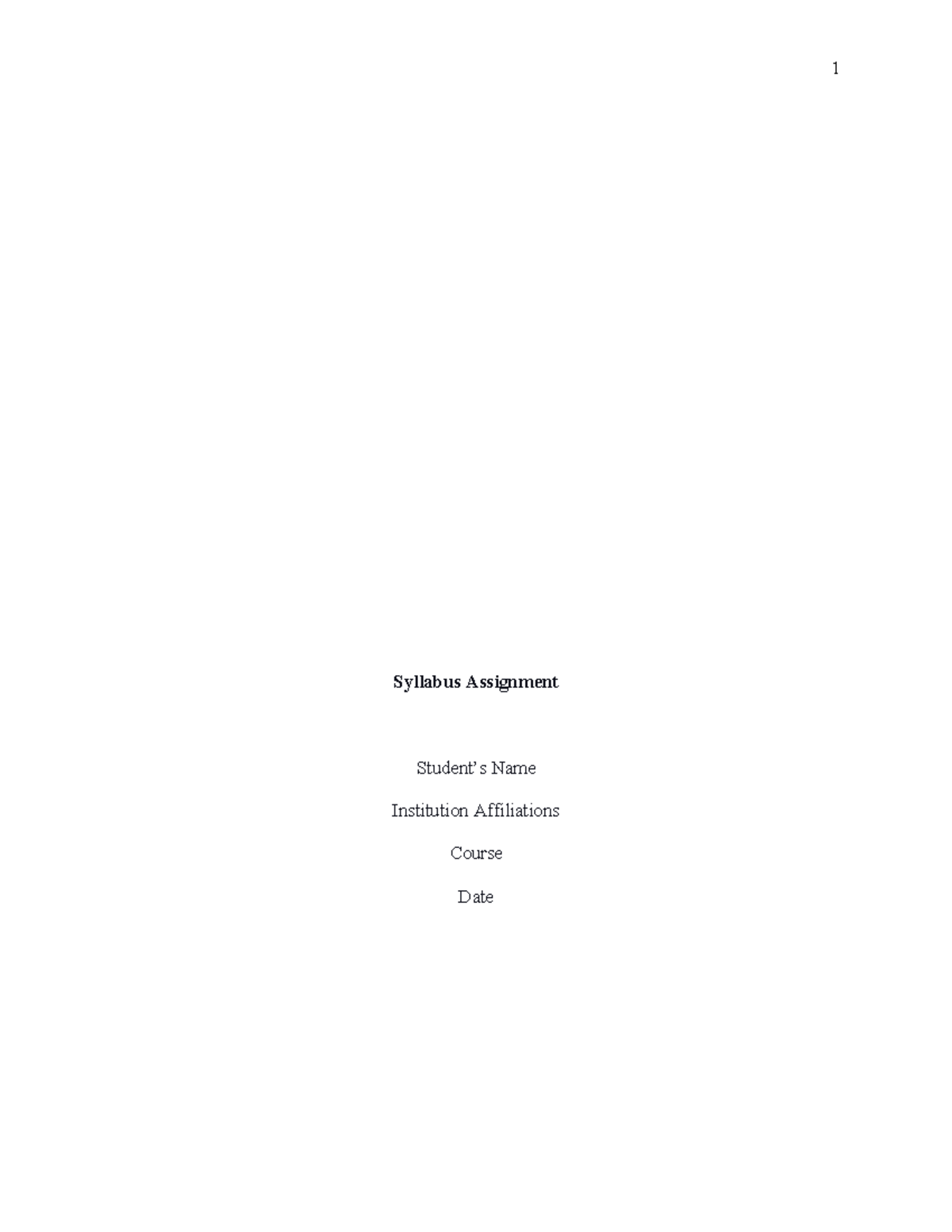 Syllabus Assignment - Practice materials - Syllabus Assignment Student ...