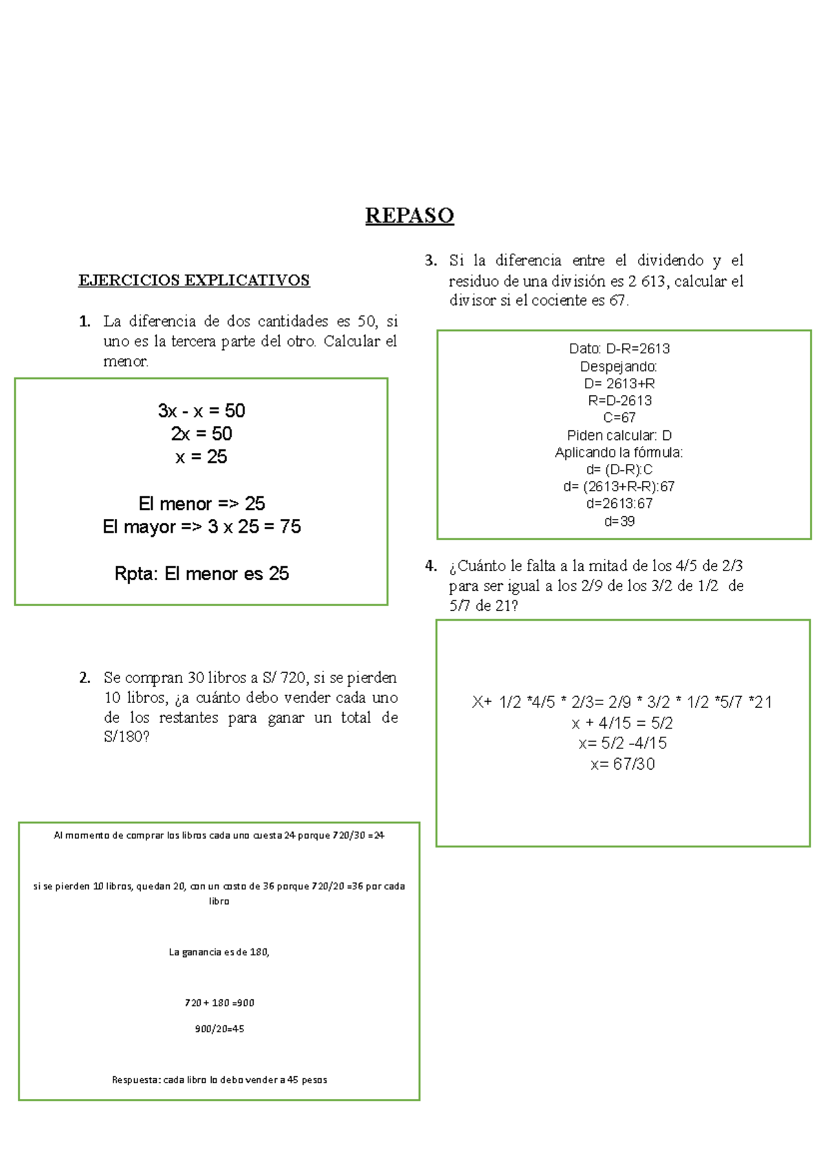 Ejercicios Nivelacion Matematica S5s1 - REPASO EJERCICIOS EXPLICATIVOS ...