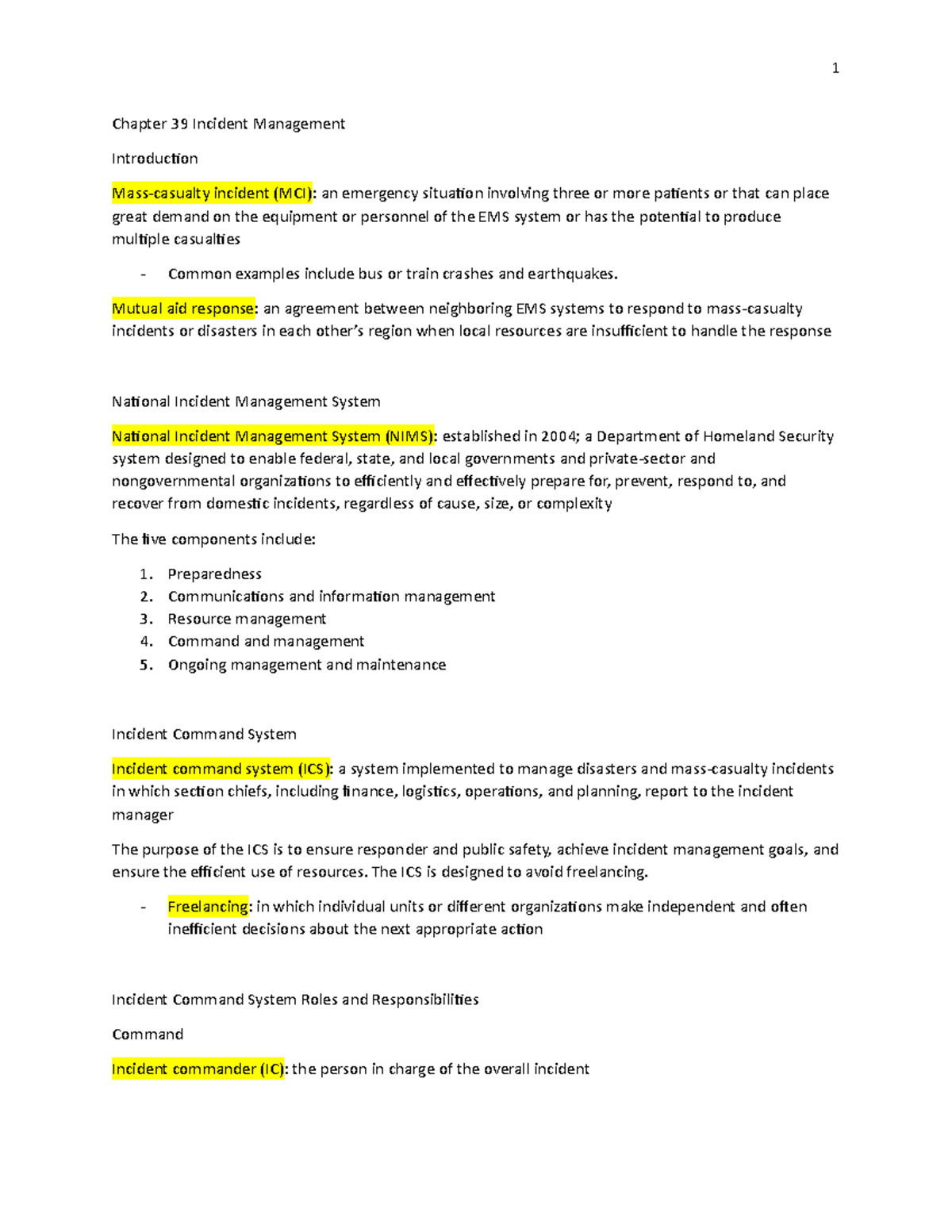 Chapter 39 Incident Management - Chapter 39 Incident Management ...