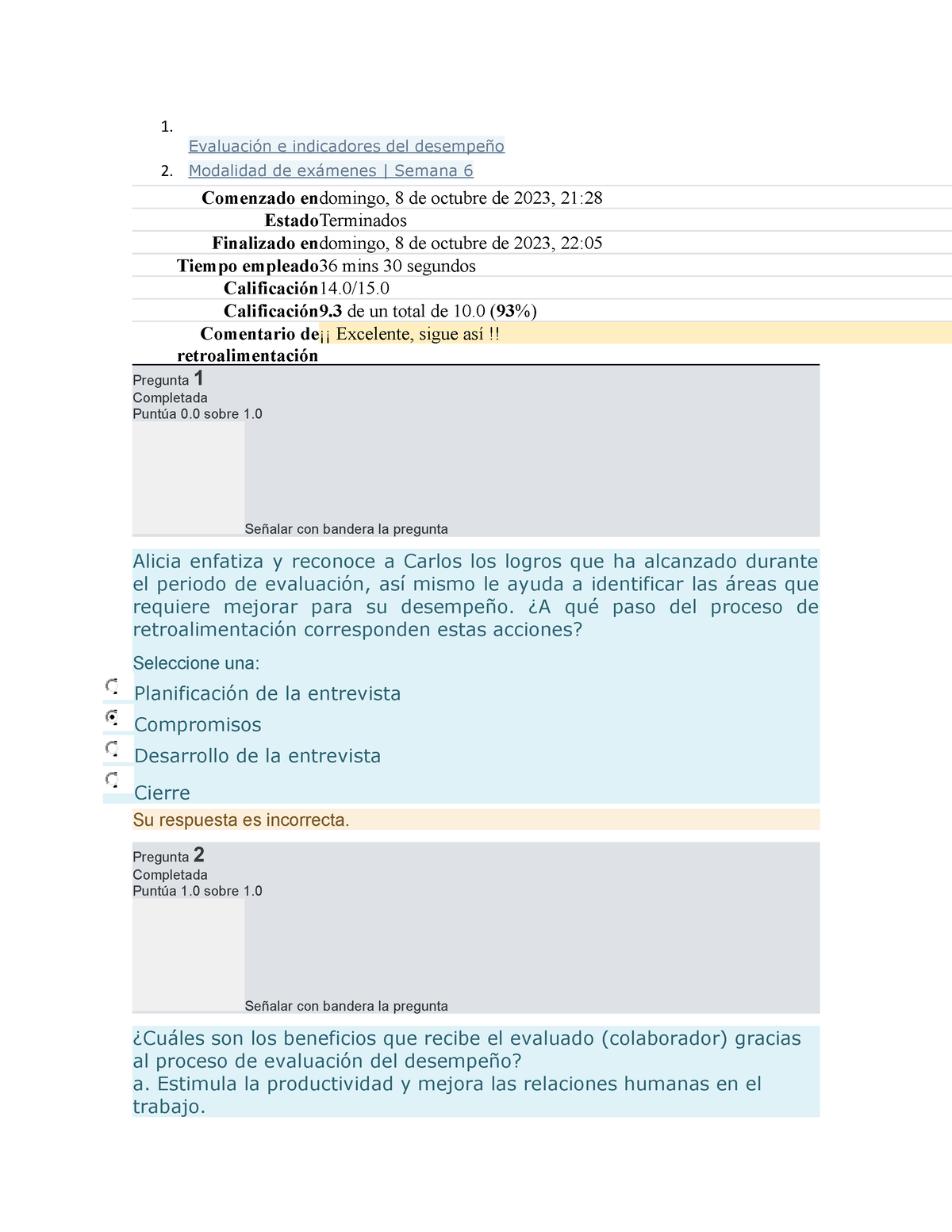 Evaluación E Indicadores Del Desempeño Semana 6 - 1. Evaluación E ...