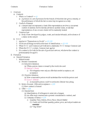 Contracts Outline - Overview A. Contracts What is a Contract? — § a) A ...