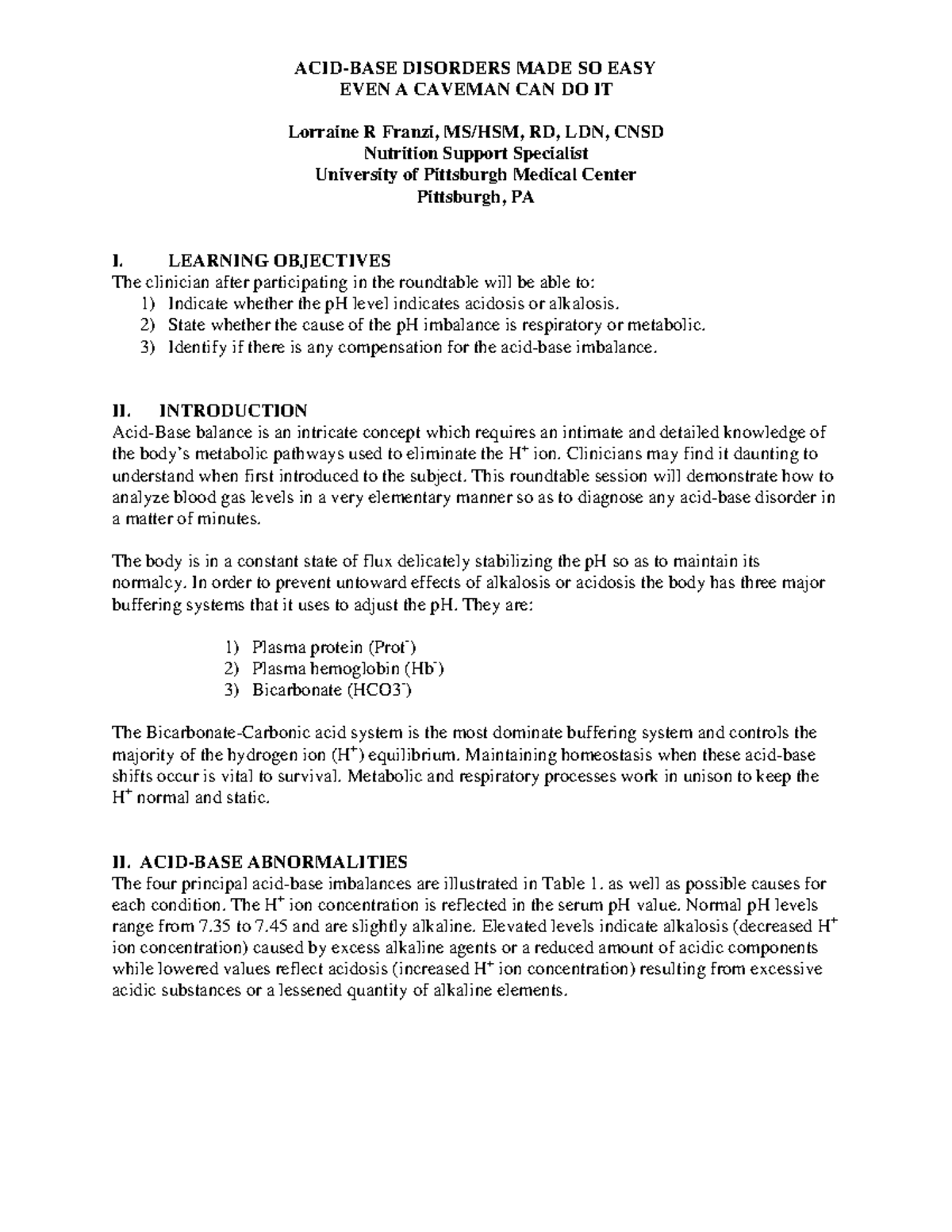 Interpreting ABGs - ACID-BASE DISORDERS MADE SO EASY EVEN A CAVEMAN CAN ...