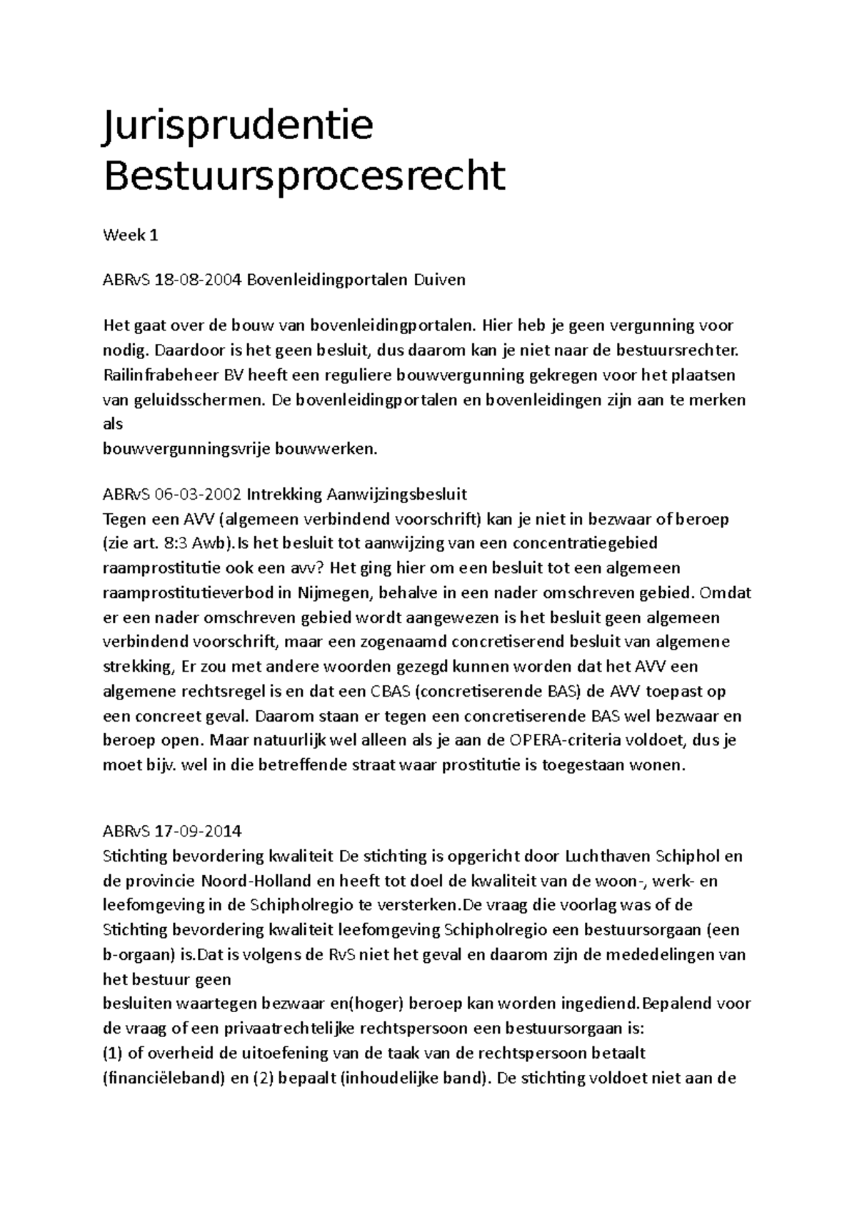 Jurisprudentie Bestuursprocesrecht 2020 - Inholland - Studeersnel