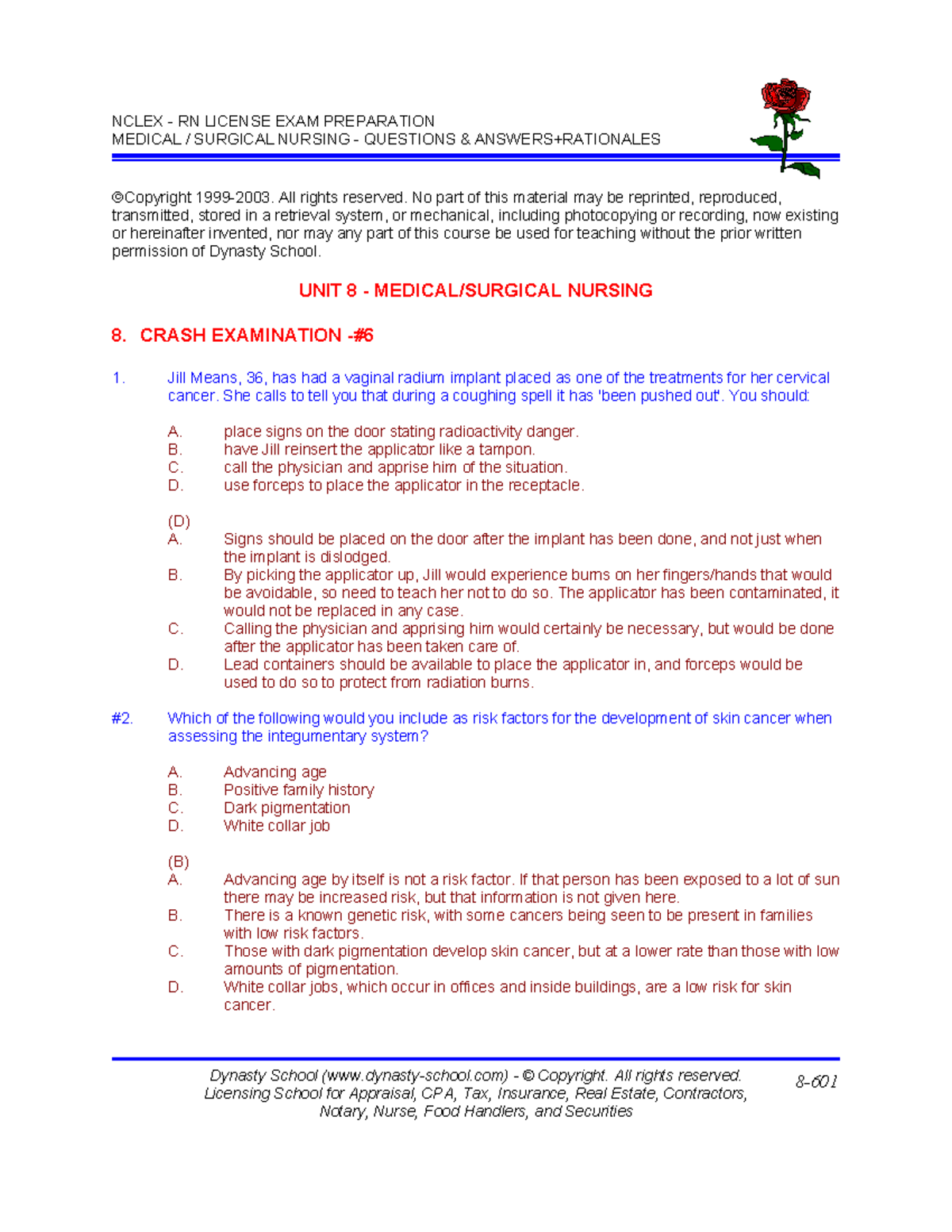 Rnexamsample dfghjk MEDICAL / SURGICAL NURSING QUESTIONS