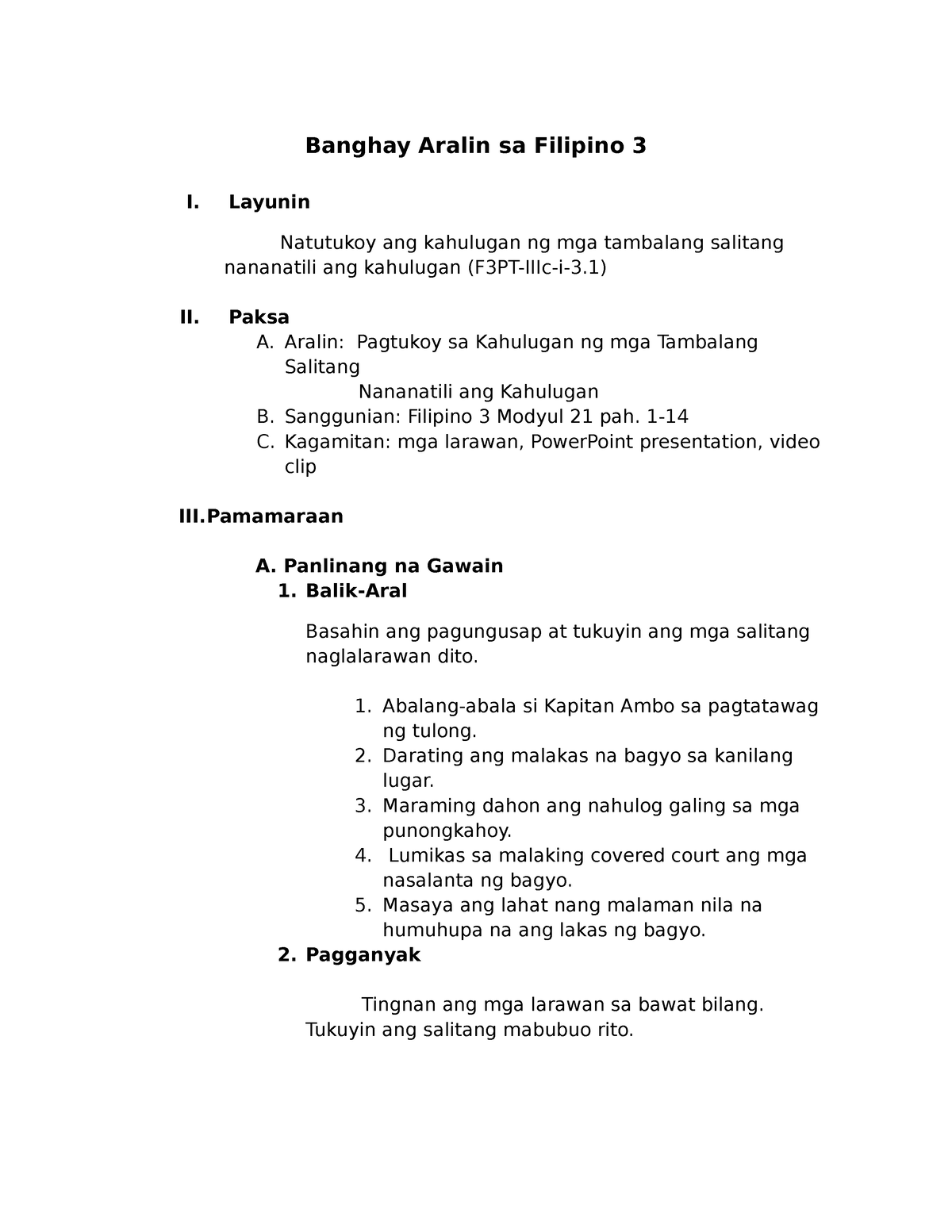 Panganiban Semi Detailed Lesson Plan Filipino Banghay Aralin Sa Hot Sex Picture 8758