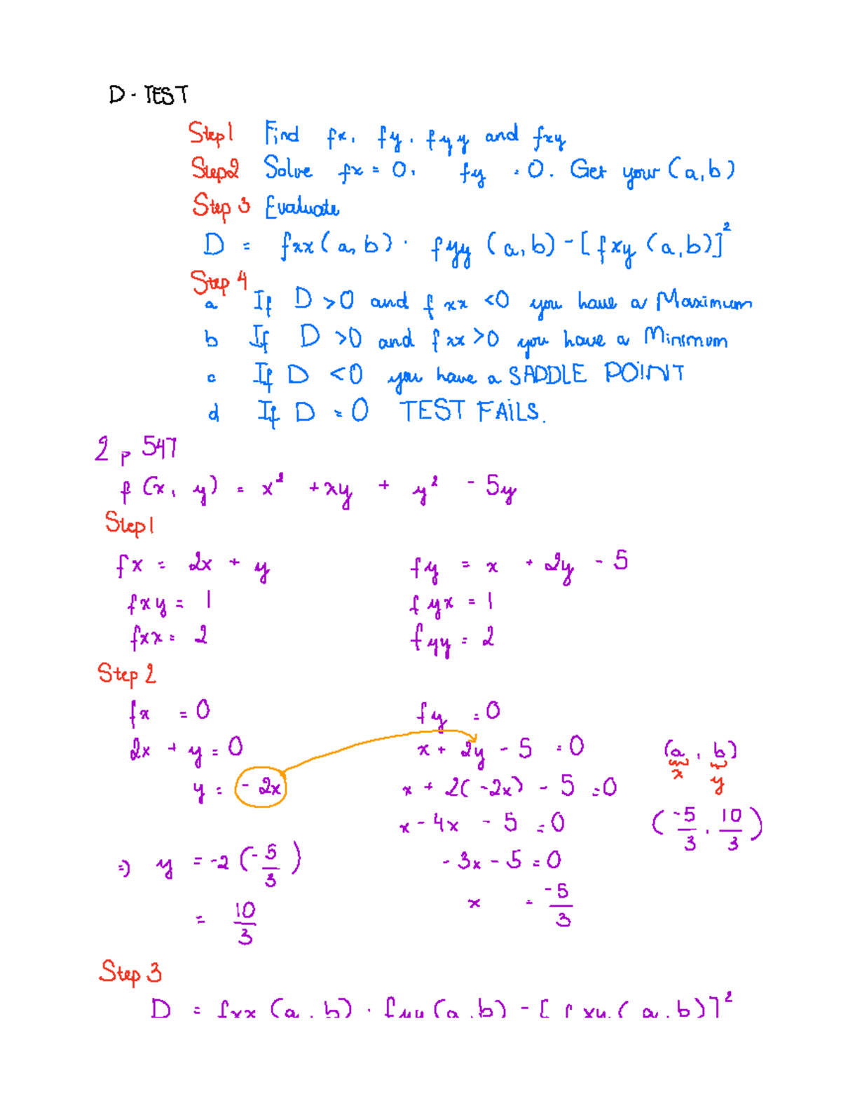 6.3 - Notes - D TEST Stept Find fx fy fyy and fry StepI Solve ft O fy O ...