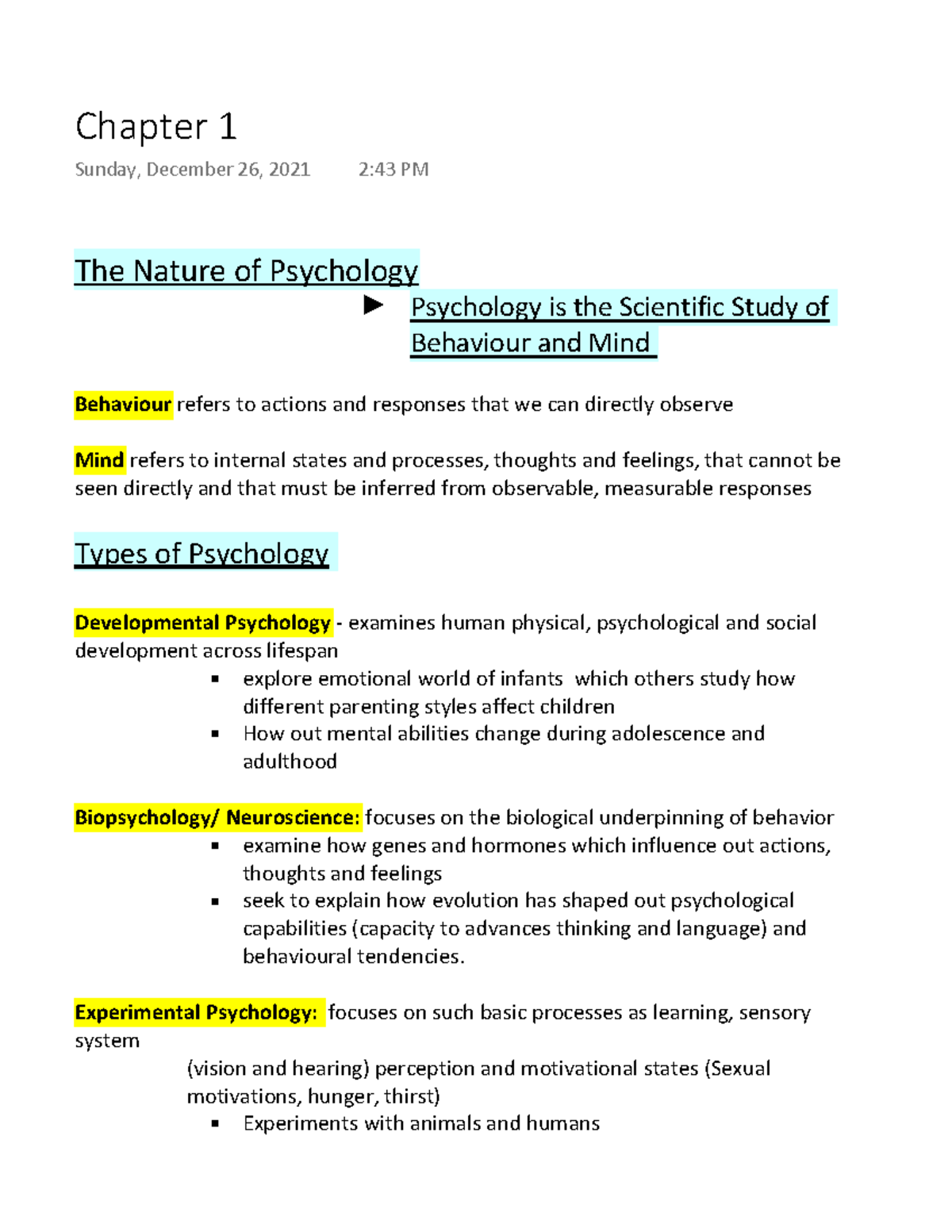 Intro To Psych Chapter 1 - Scientific Study - The Nature Of Psychology ...