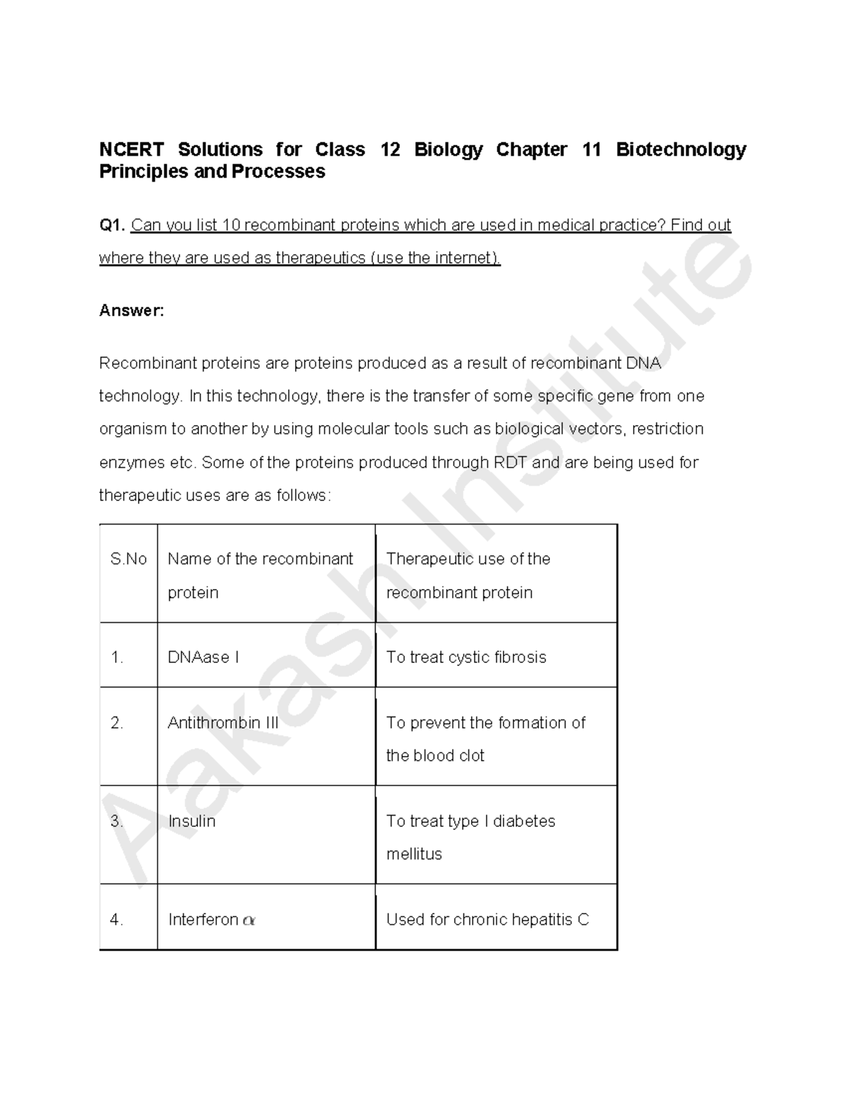 Ncert Solutions Class 12 Biology Chapter 11 Biotechnology Principles ...