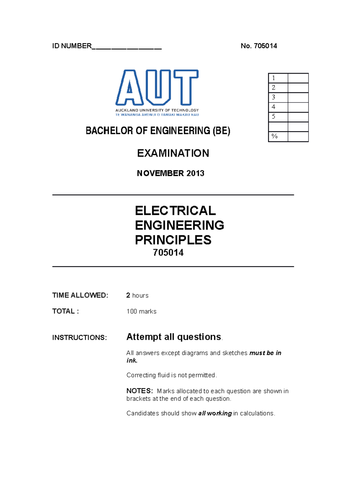 Exam 2013, questions and answers - ID NUMBER__________________ No ...