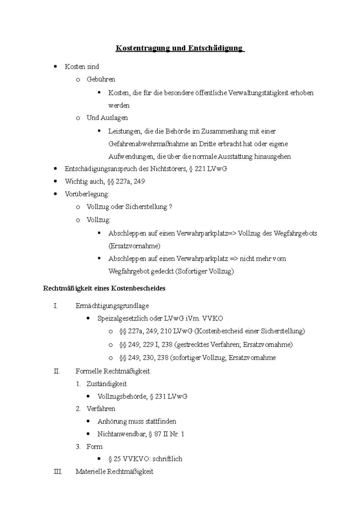 Rechtmäßigkeit Kostenbescheid Schema Nrw Kostenbescheid - Diese Zusammenfassung ist ein Aufbauschema, welches