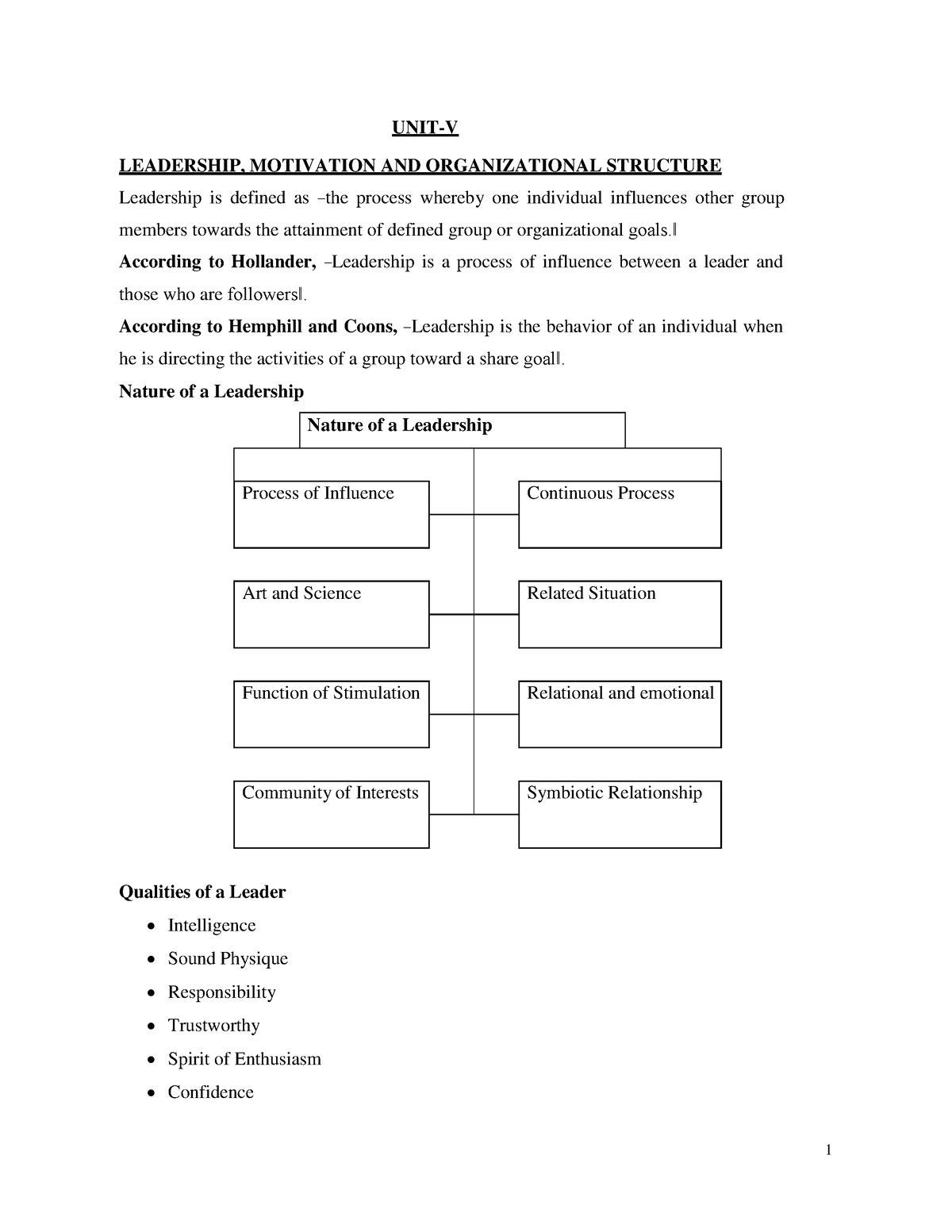 Chapter 5 - Leadership, Motivation AND Organizational Structure - UNIT ...