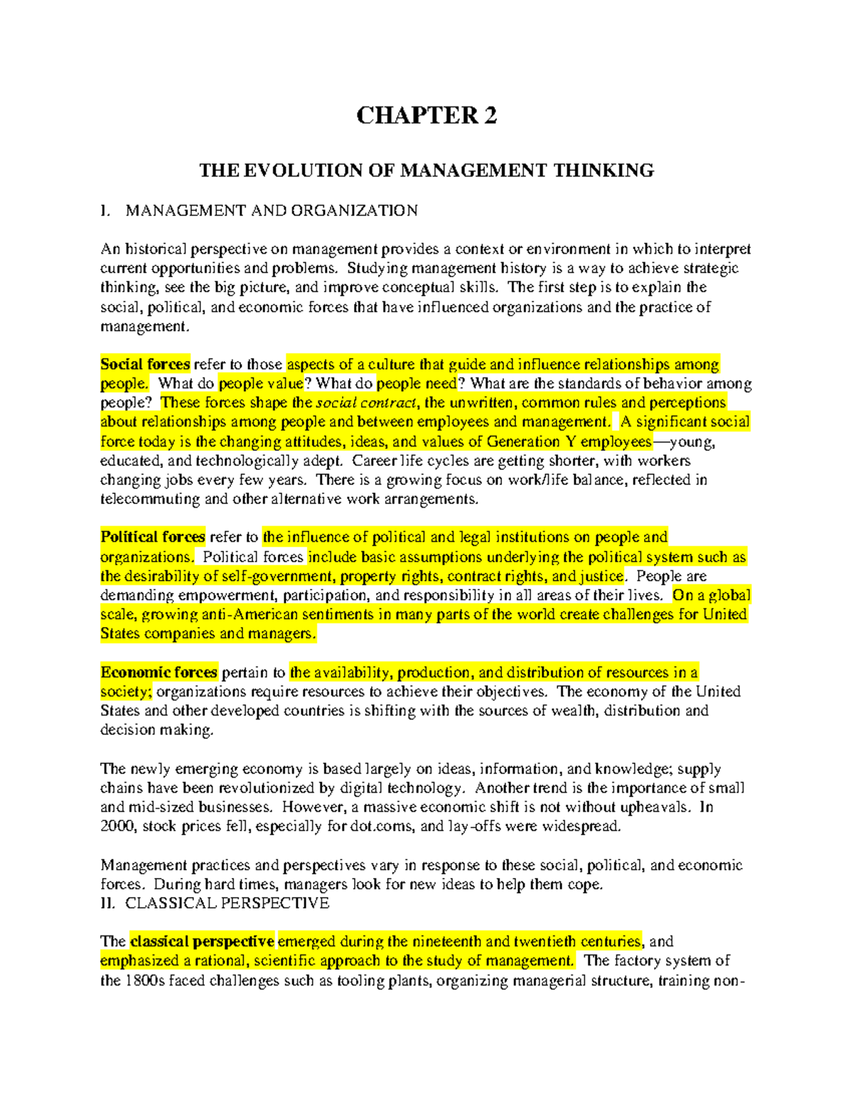 Chapter 2 Lecture Notes 2 Chapter 2 The Evolution Of Management Thinking I Management And Chapter 2 Lecture Notes 2 Chapter 2 The Evolution Of Management Thinking I Management And