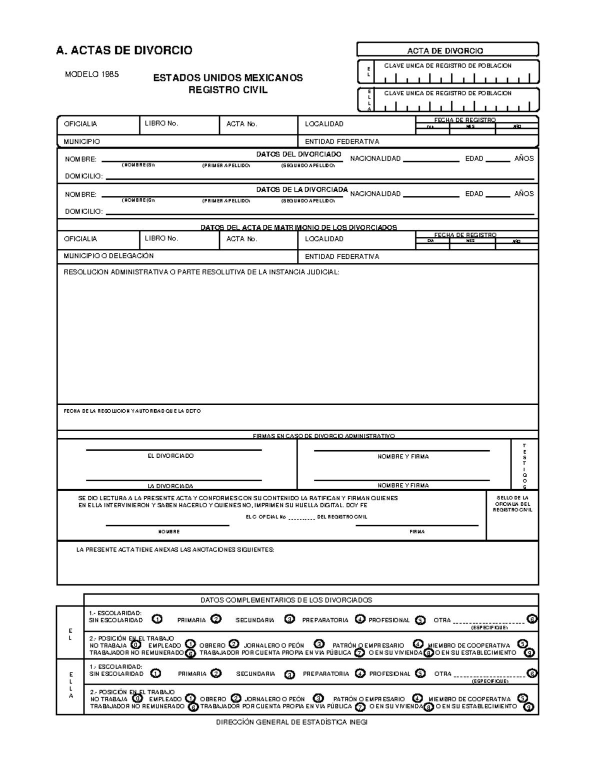 Actas Div Acta De Divorcio Clave Unica De Registro De Poblacion Clave