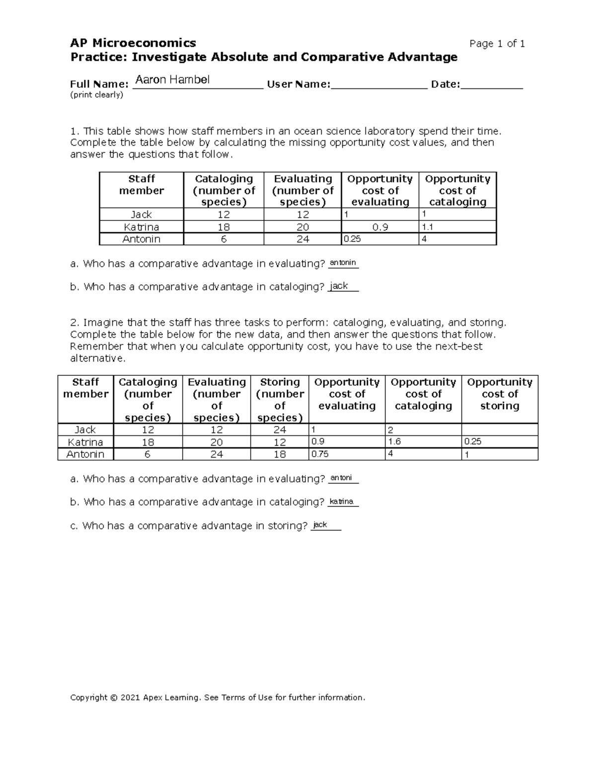 Investigate absolute and comparative advantage - AP Microeconomics ...