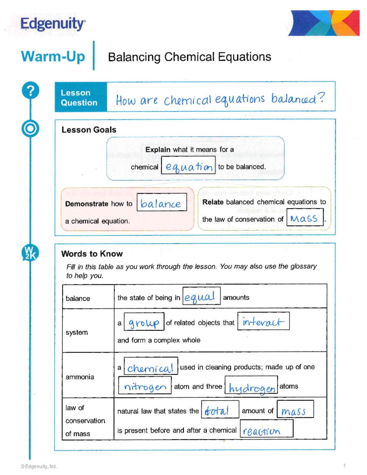 Balancing Chemical Equations - Demonstrate how to balance Relate ...
