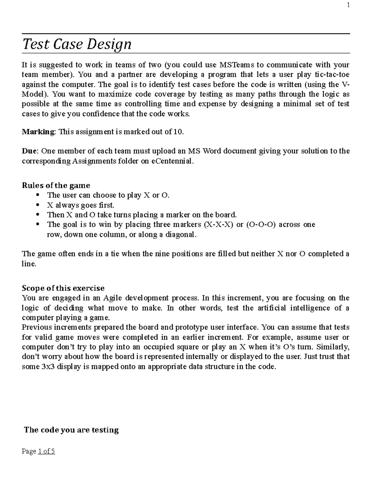 A4-Test Case Spec - Test cases a program - Test Case Design It is suggested  to work in teams of two - Studocu
