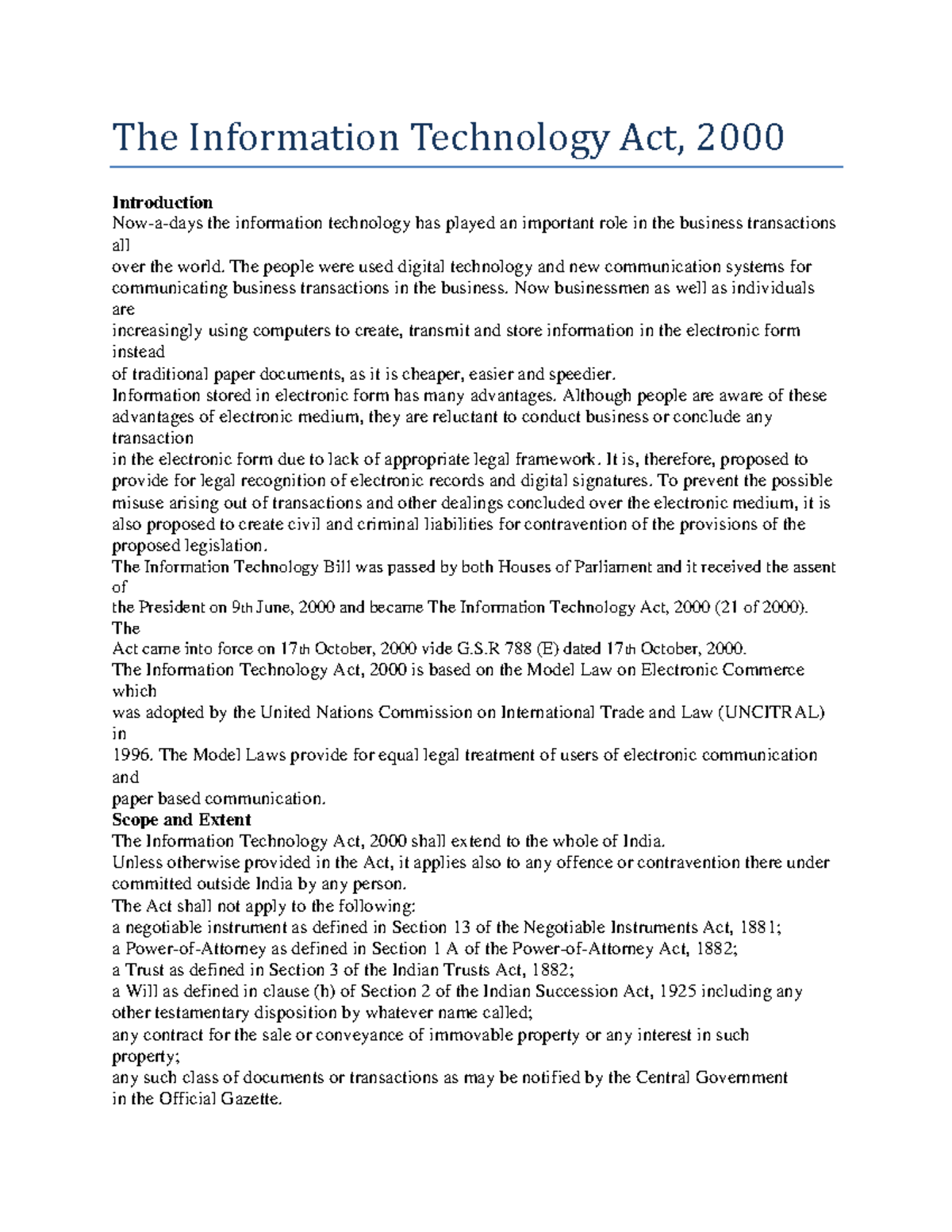 The Information Technology Act 2000 - The People Were Used Digital ...