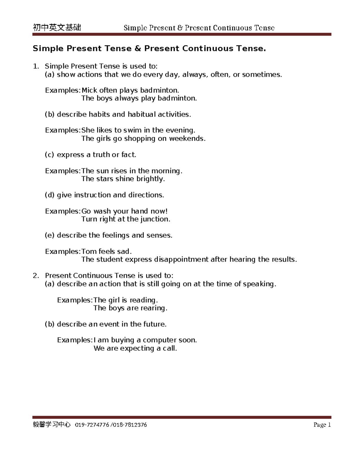 Simple Present & Continuous Teacher - Simple Present Tense & Present ...