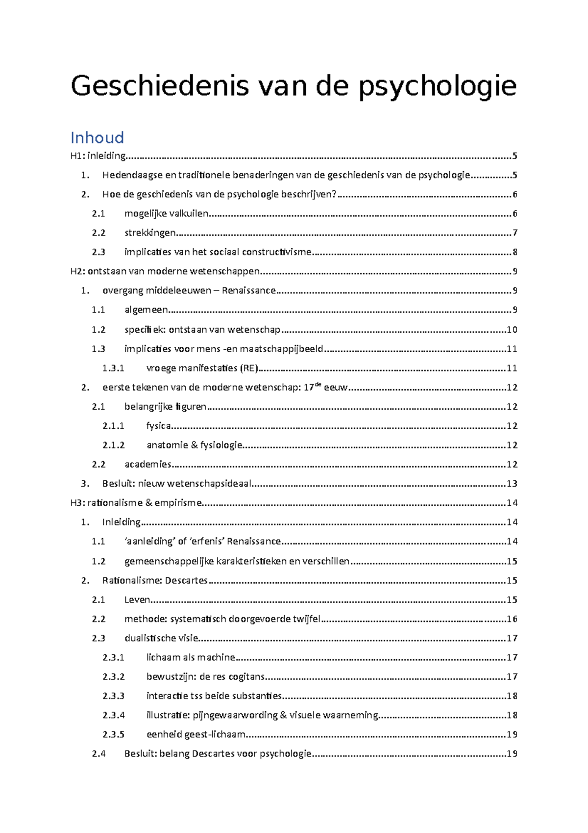 Samenvatting 2017-2018 Geschiedenis Van De Psychologie - Geschiedenis ...