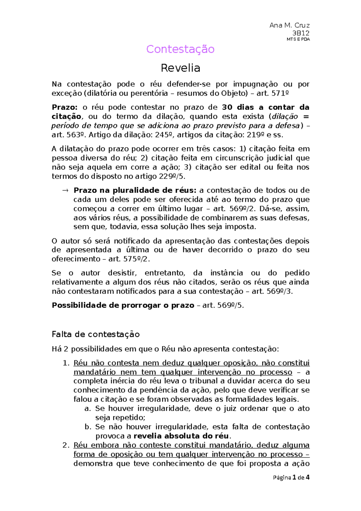 Contestação e Revelia (Processo Civil) - Resumo Completo - Direito