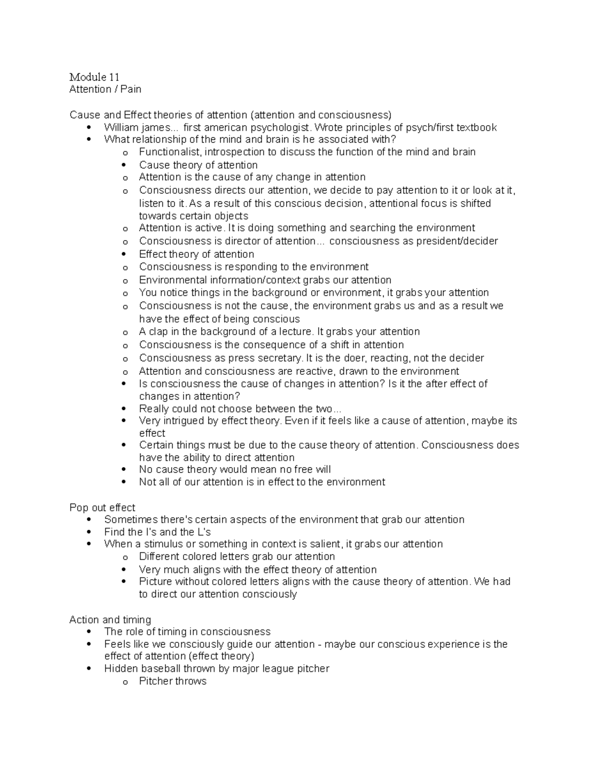 Module 11 workings of the mind - Module 11 Attention / Pain Cause and ...