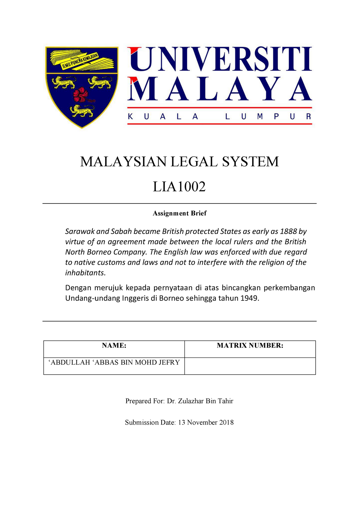 legal assignment malaysia