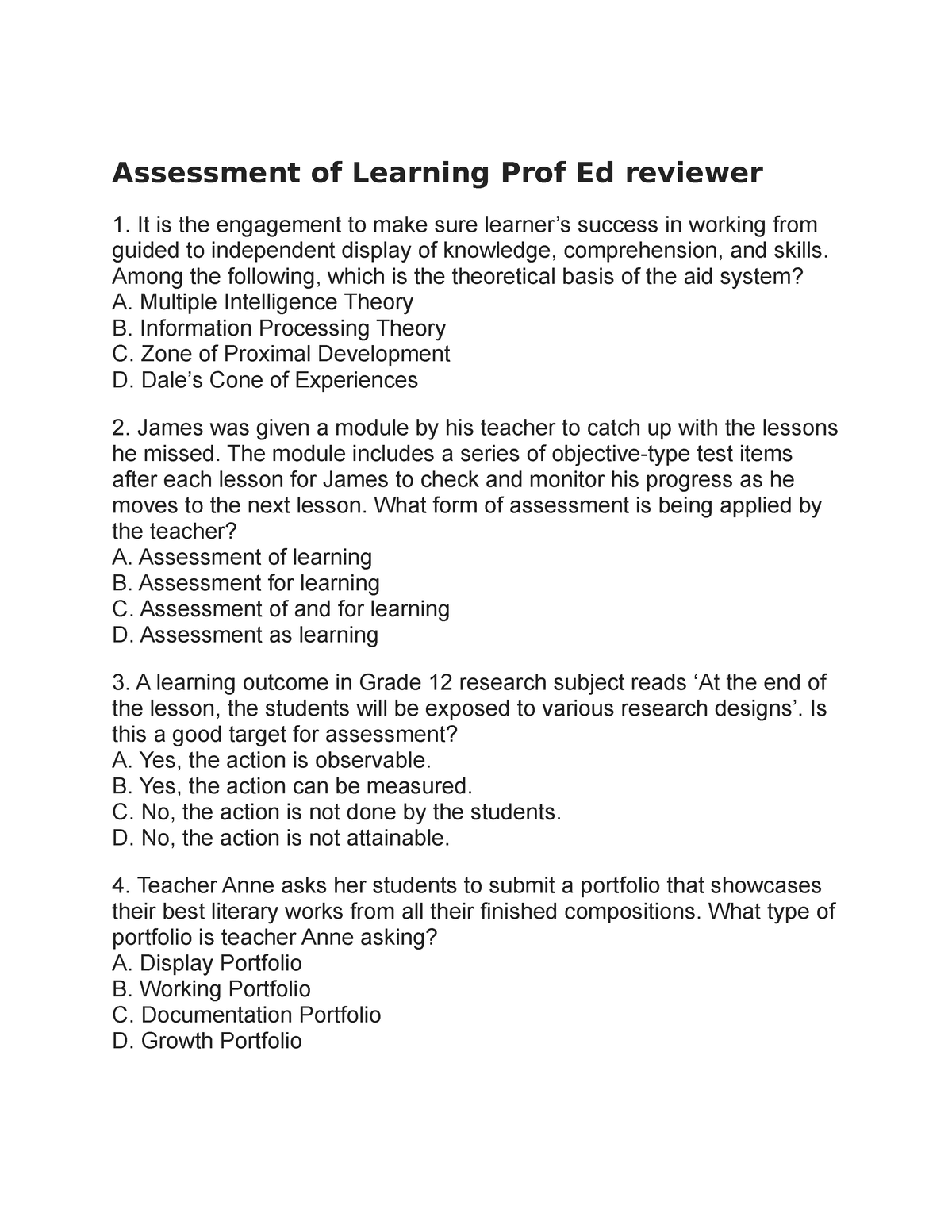 research paper about assessment of learning