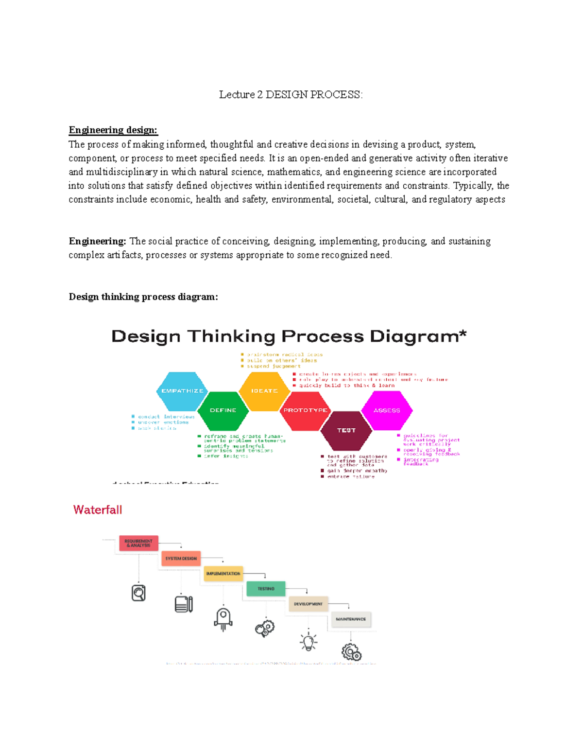 Final exam notes - summary - Lecture 2 DESIGN PROCESS: Engineering ...