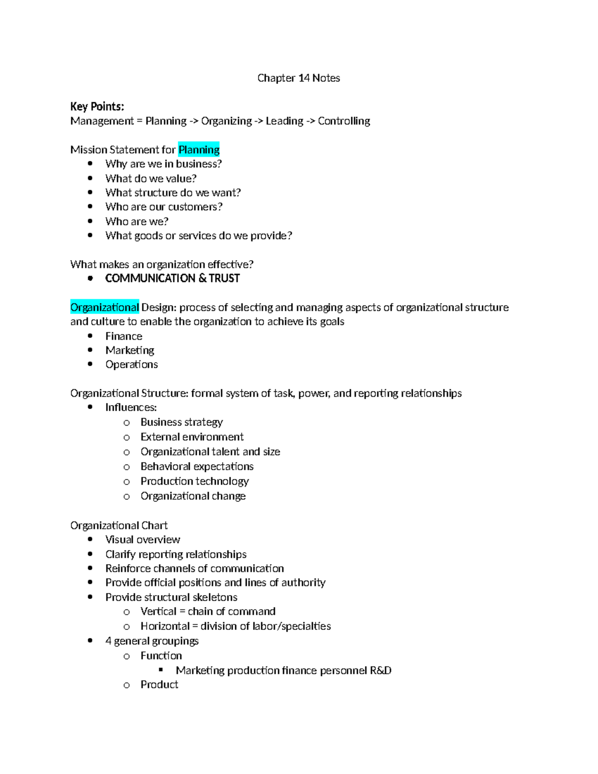 business planning gt reading answers