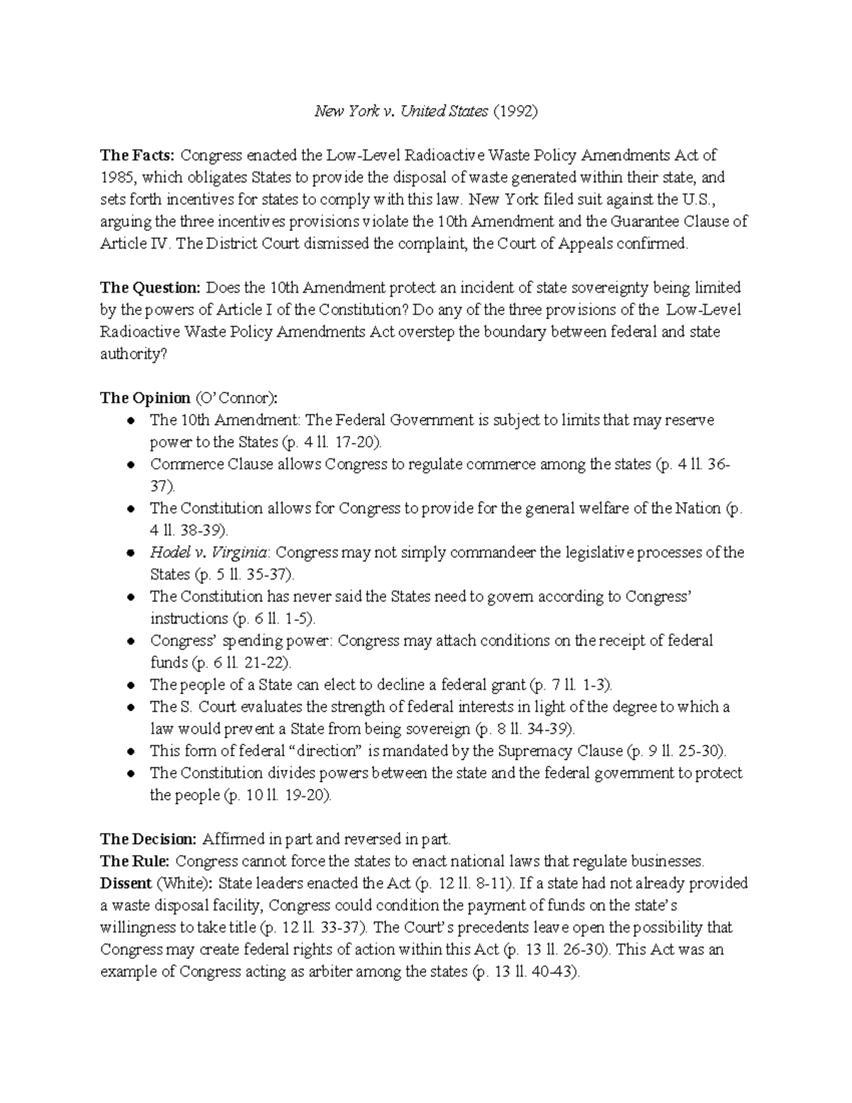 New York v. United States Brief New York v. United States (1992) The
