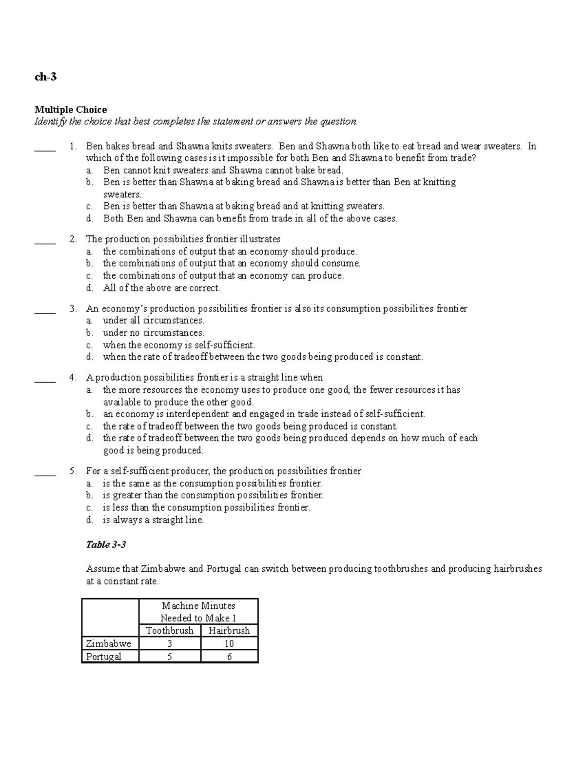 Ch-3-test - Chapter 3 Test - Ch- Multiple Choice Identify The Choice ...