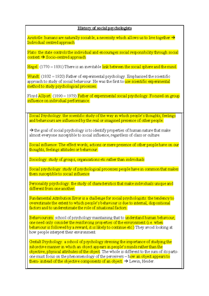 PSYC2001 Notes - PSYC2001: Social Psychology Week 1: Introduction to ...