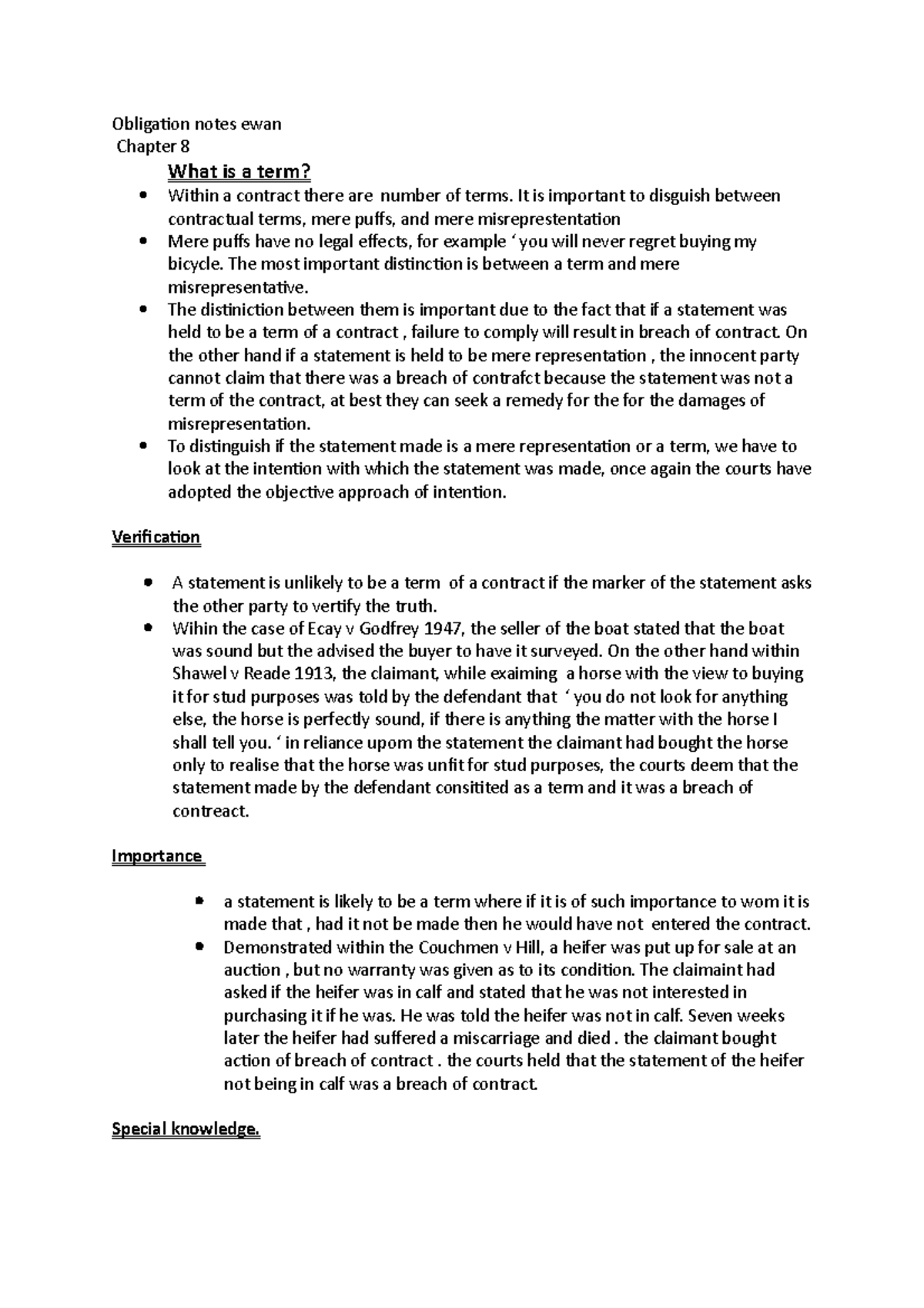 Obligation notes ewan - Obligation notes ewan Chapter 8 What is a term ...