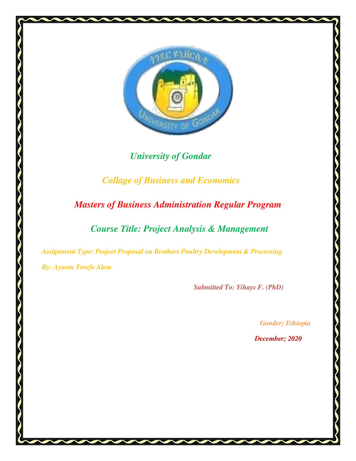 gondar university research proposal pdf