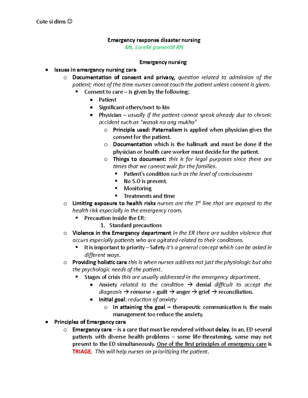 ERDN intensive reviewer - Emergency response disaster nursing Ms ...