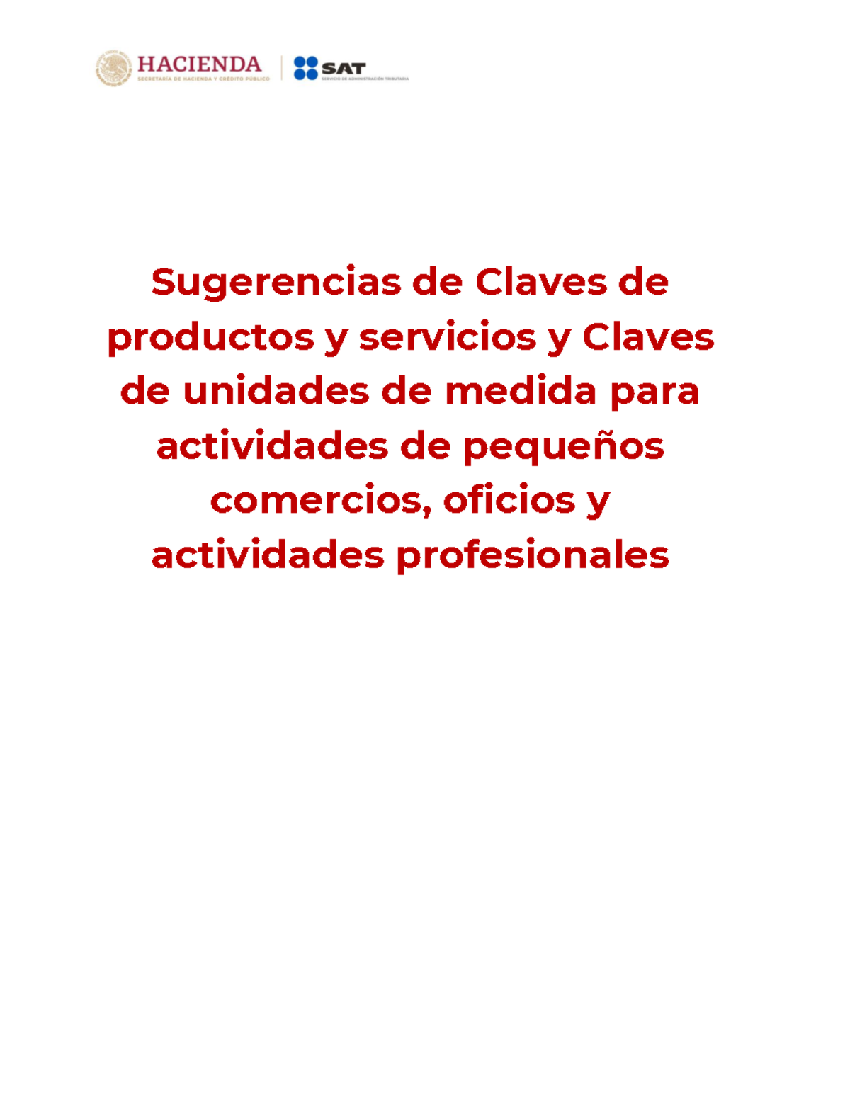 SAT claves copy Sugerencias de Claves de productos y servicios y Claves de unidades de medida