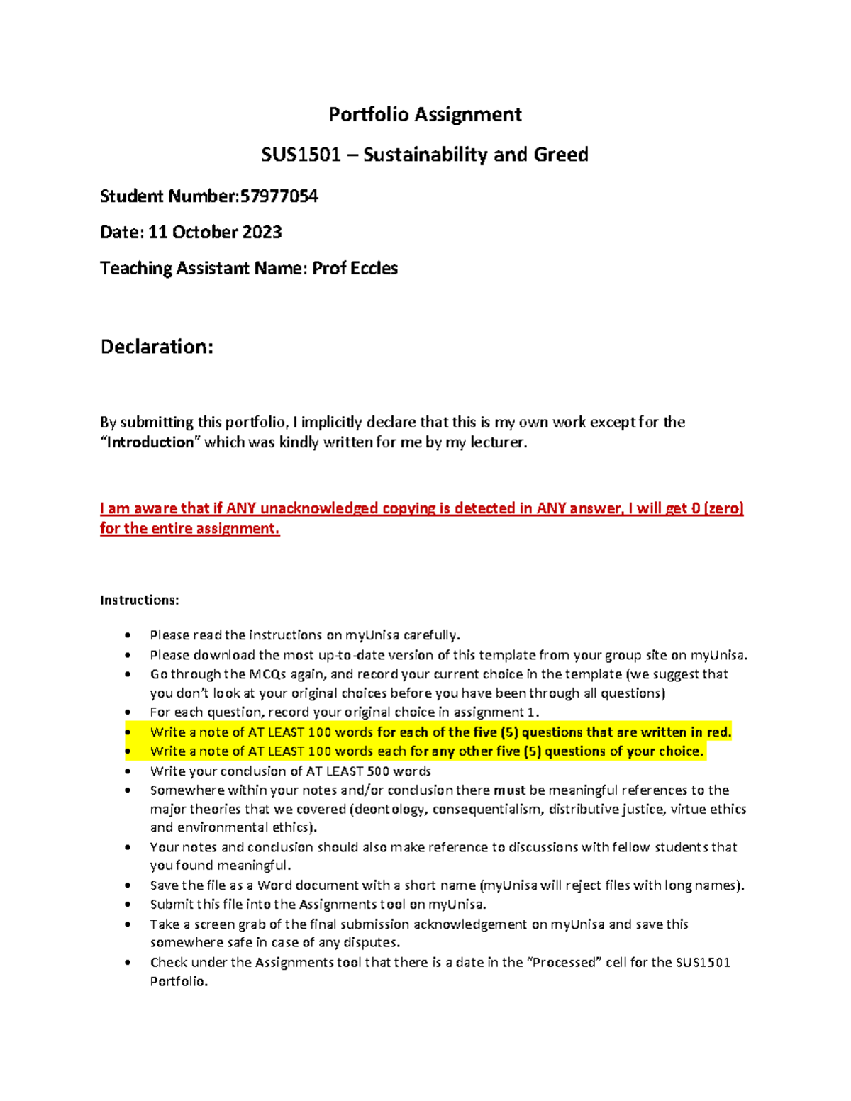 Portfolio Template 23-S2(3).pdf 5623 - Portfolio Assignment SUS1501 ...