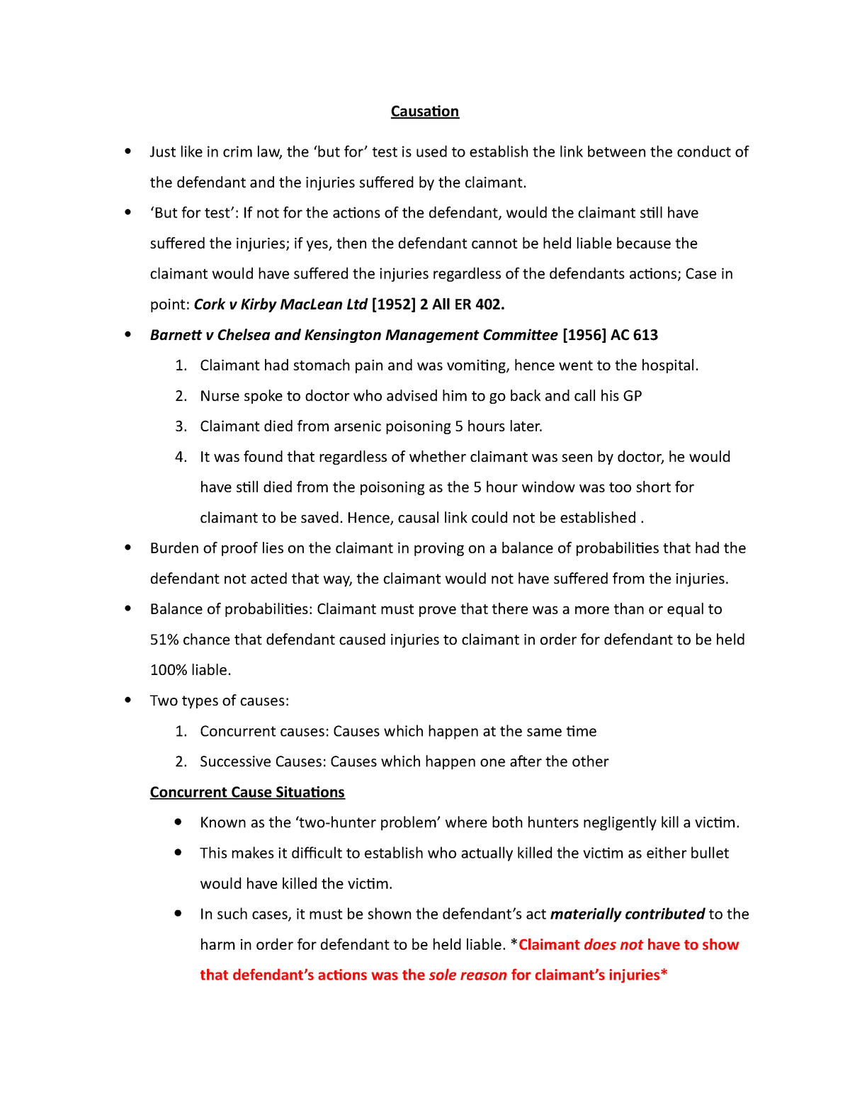 Causation - Lecture notes 5 - LLB152 - Murdoch - Studocu