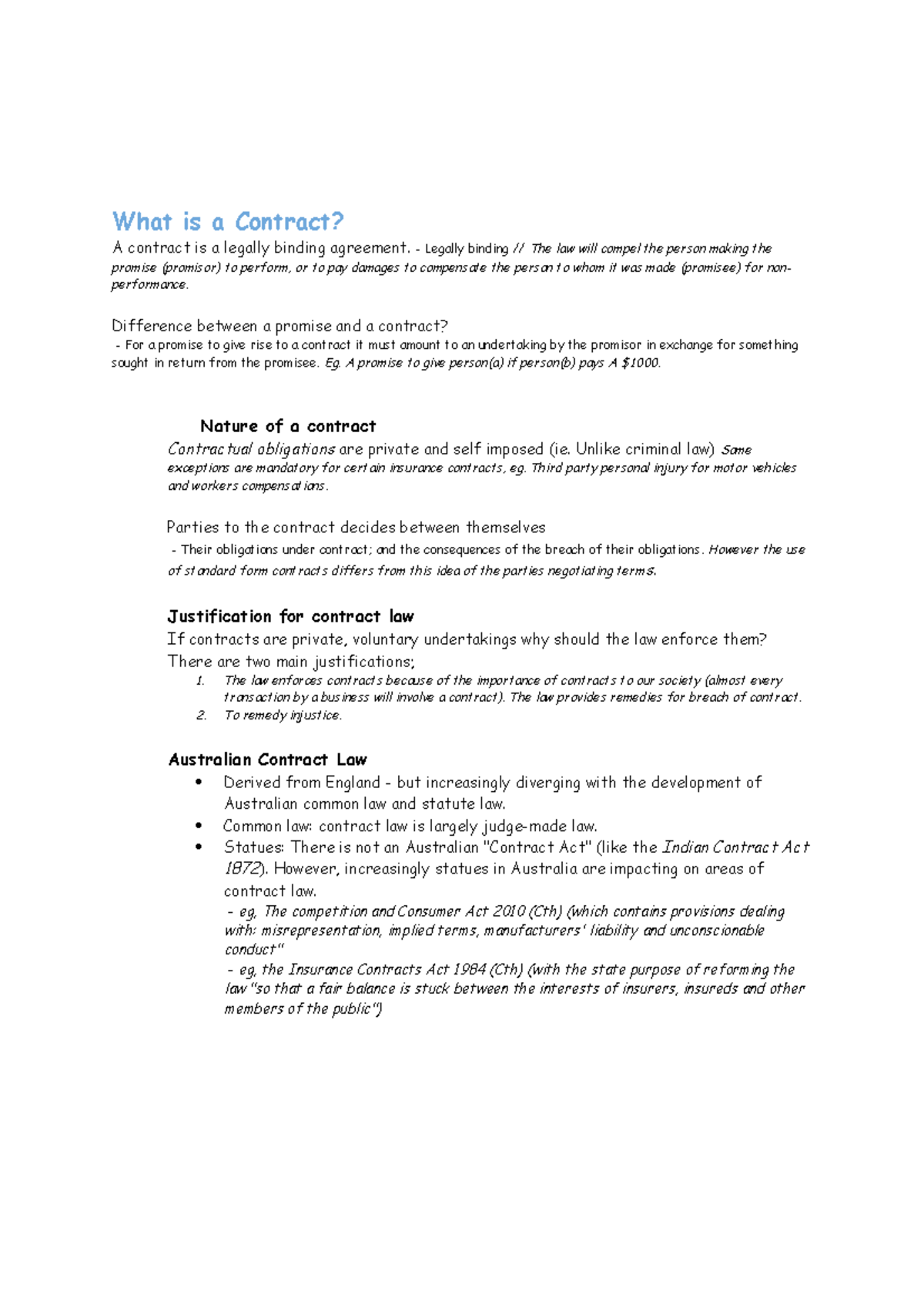 laws105-lecture-notes-what-is-a-contract-a-contract-is-a-legally