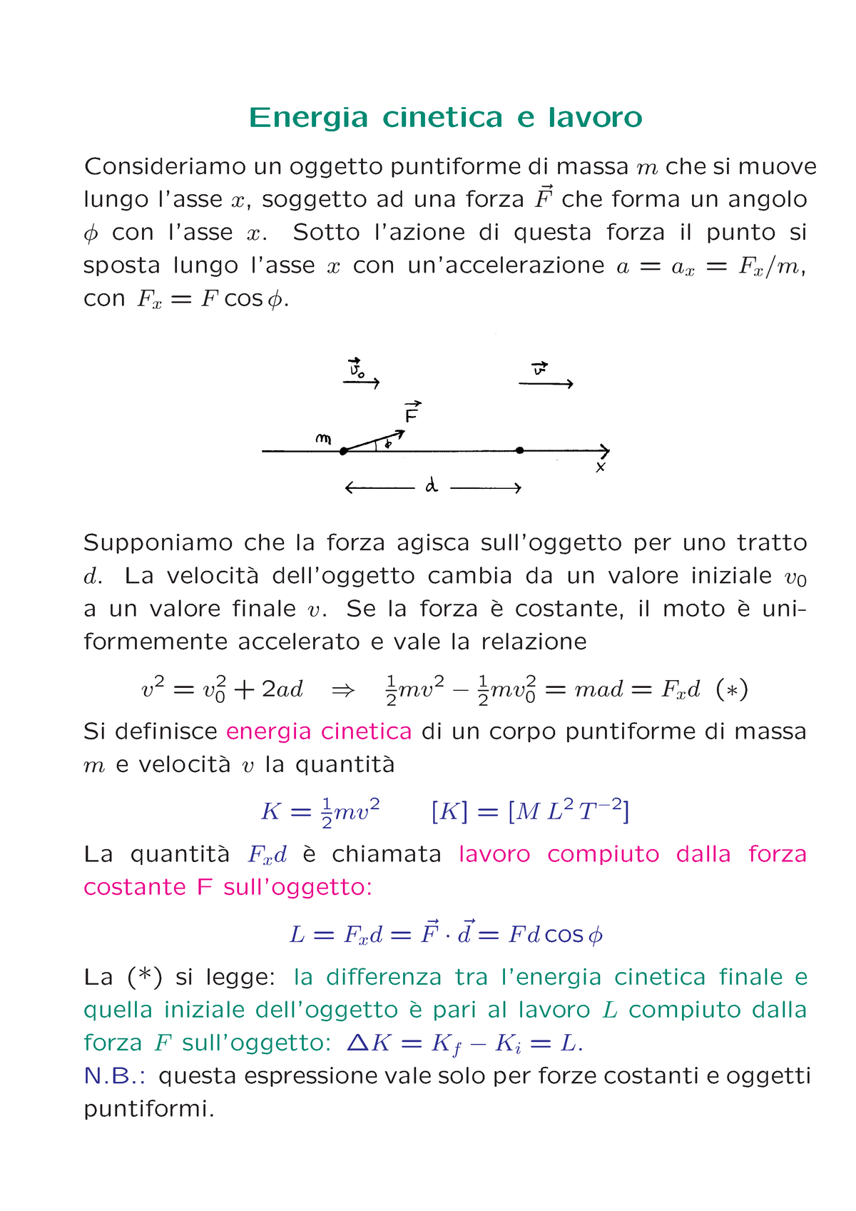 Appunti - Fisica - Energia Cinetica E Lavoro - A.a. 2012/2013 - Energia ...