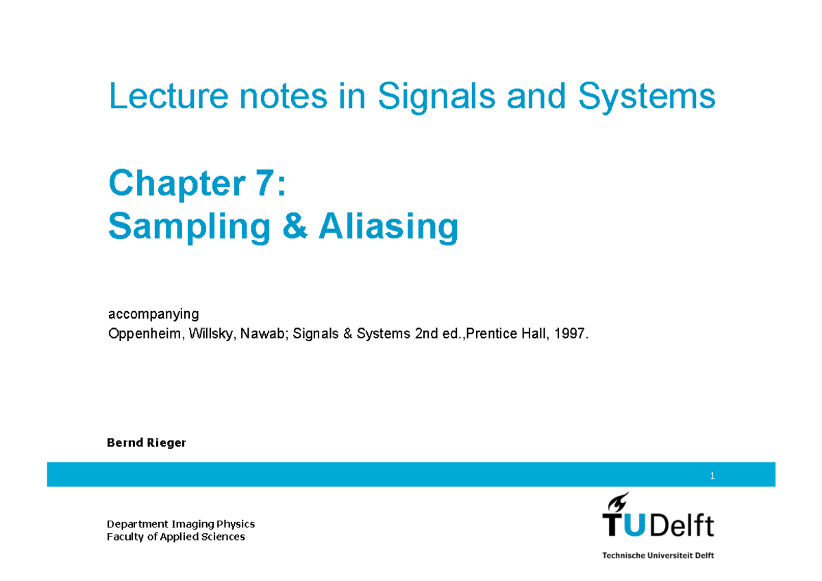 Sampling Systems&Signals Lecture notes in Signals and Systems Chapter