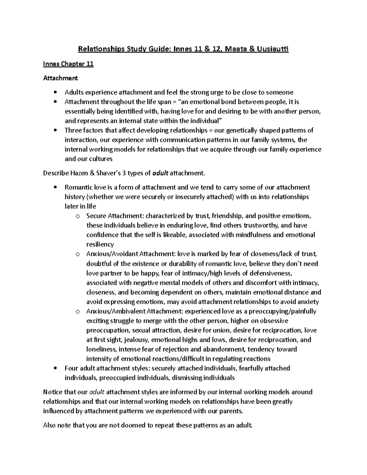 Relationships Study Guide - Romantic love is a form of attachment and ...