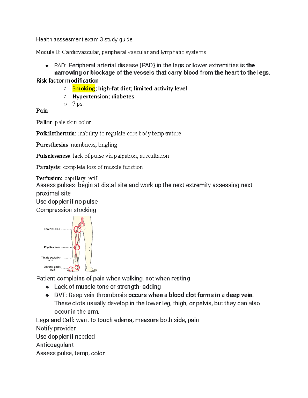 Health asssesment exam 3 study guide - Risk factor modification Smoking ...