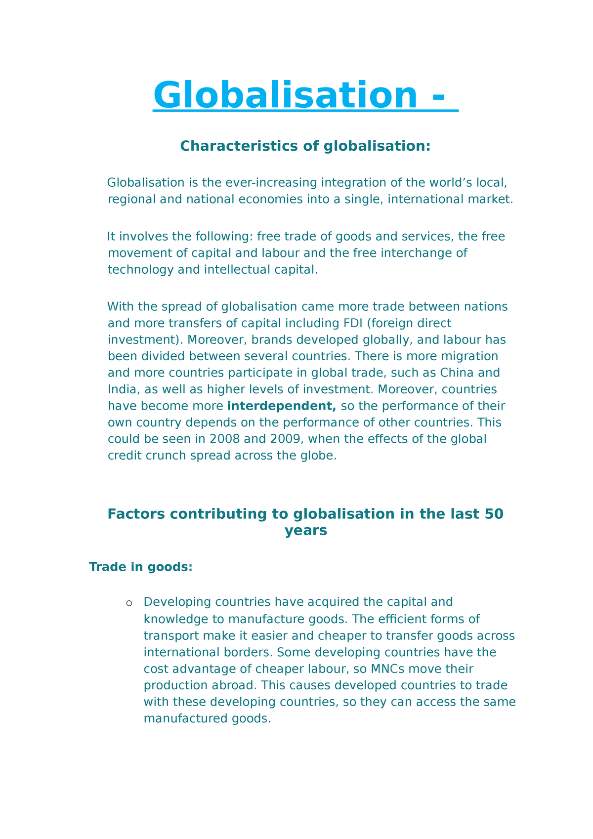 effect of globalisation case study