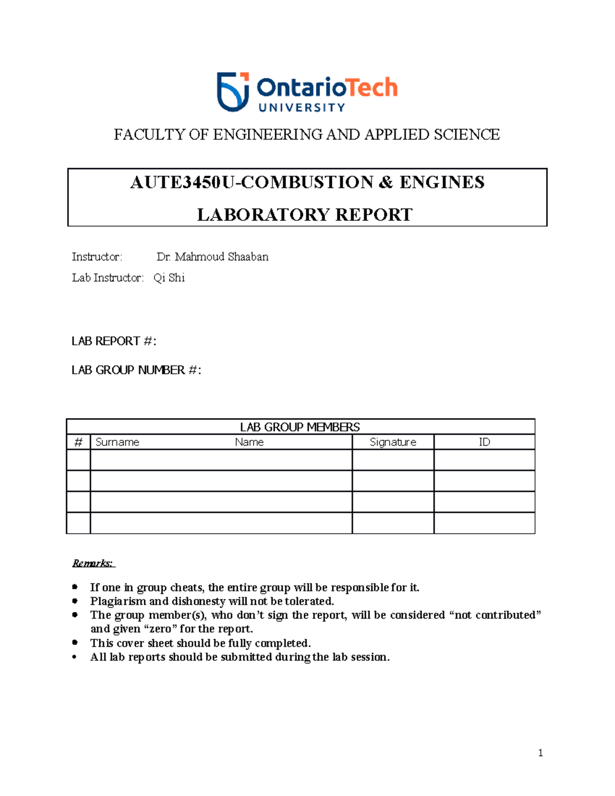 AUTE3450U lab Report Template - FACULTY OF ENGINEERING AND APPLIED ...