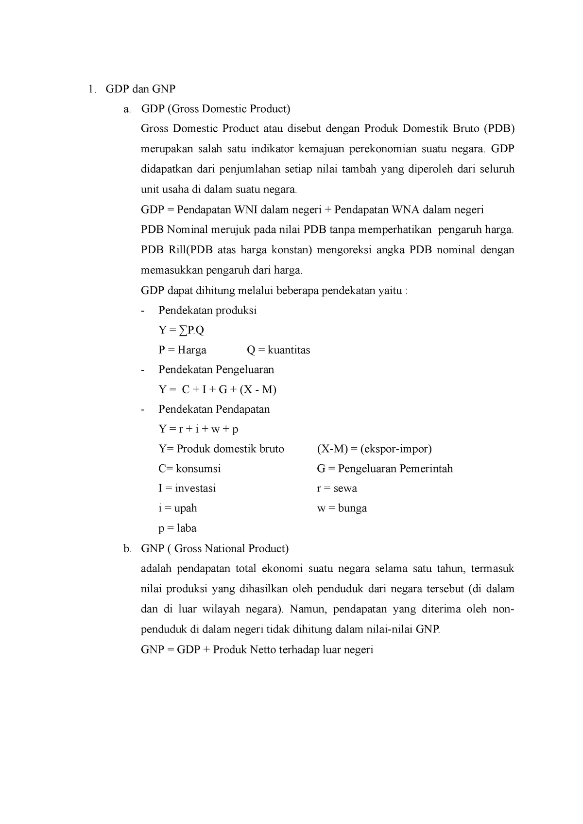 Contoh Perhitungan GDP Dan GNP Indonesia - GDP Dan GNP A. GDP (Gross ...