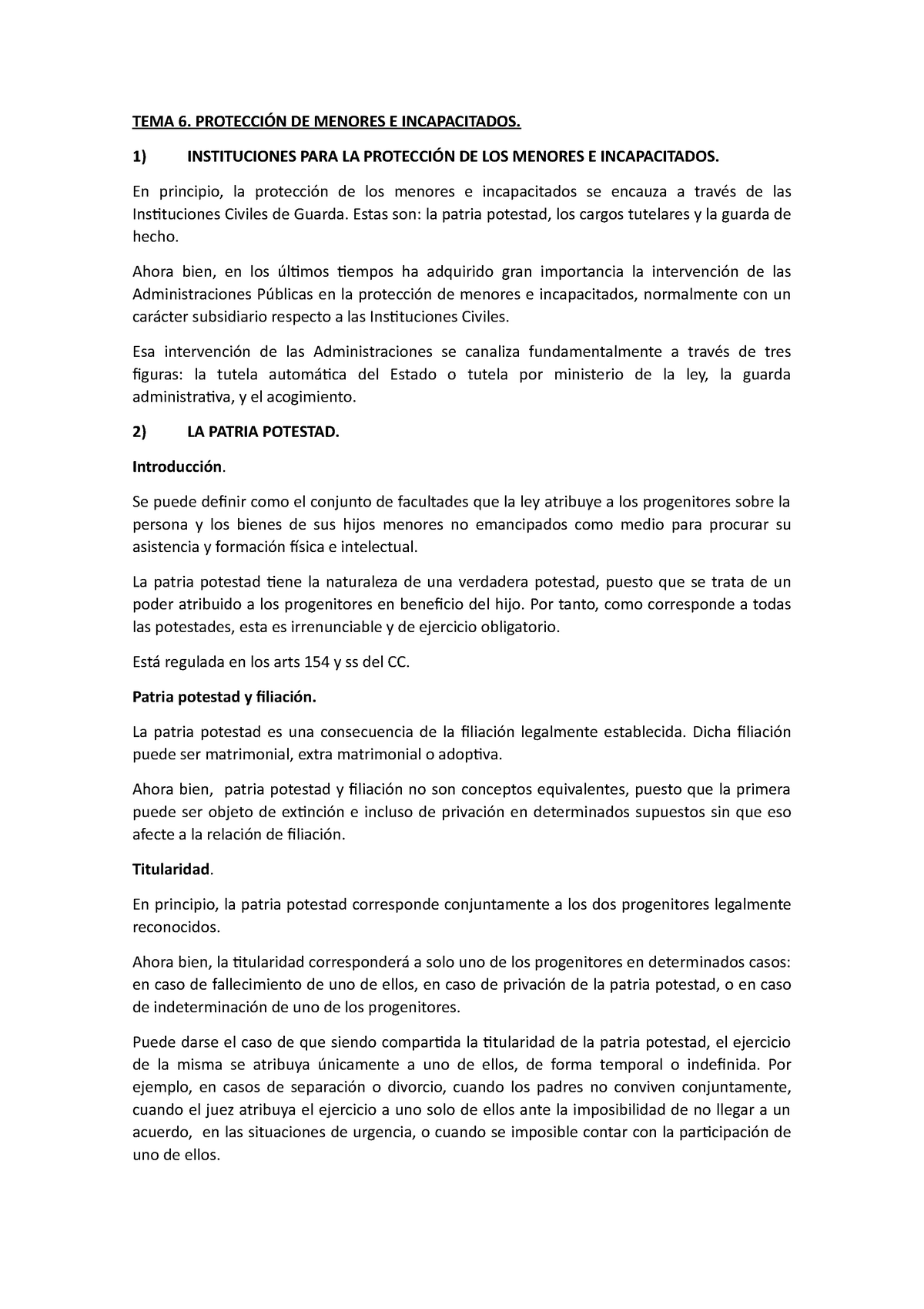 Lección 6 Apuntes 1 Tema 6 ProtecciÓn De Menores E Incapacitados 1 Instituciones Para La 9506