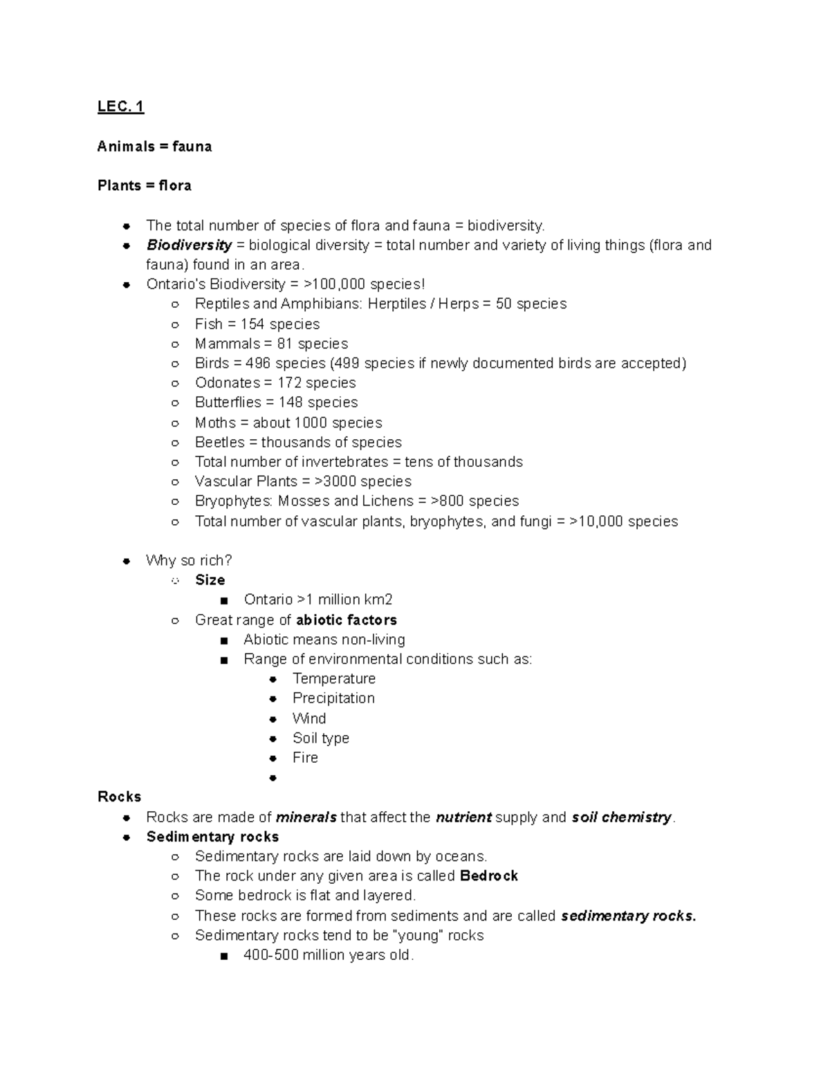 Untitled document - Notes - LEC. 1 Animals = fauna Plants = flora The