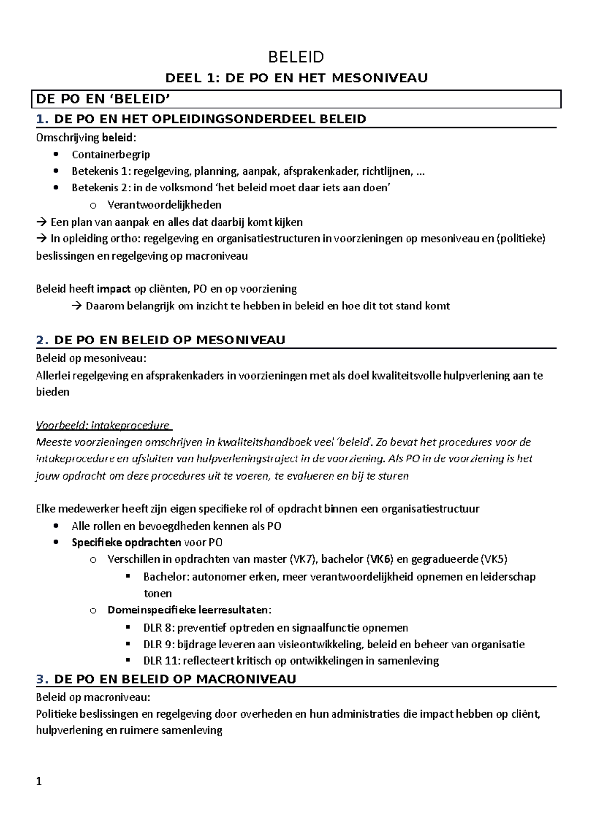 samenvatting-beleid-beleid-deel-1-de-po-en-het-mesoniveau-de-po-en